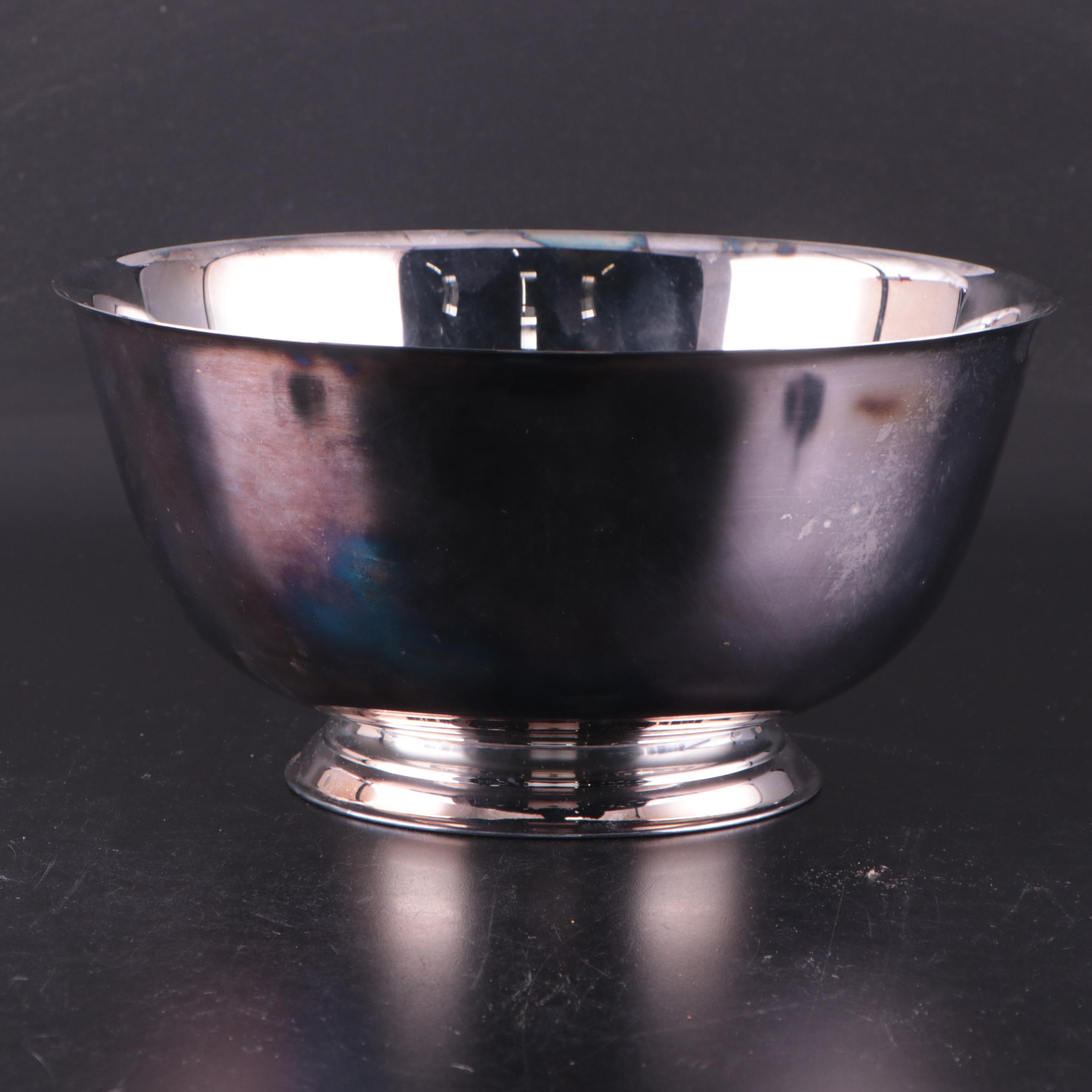 Oneida "Park Lane" Silver Plate Punch Cups and "Paul Revere" Punch Bowl