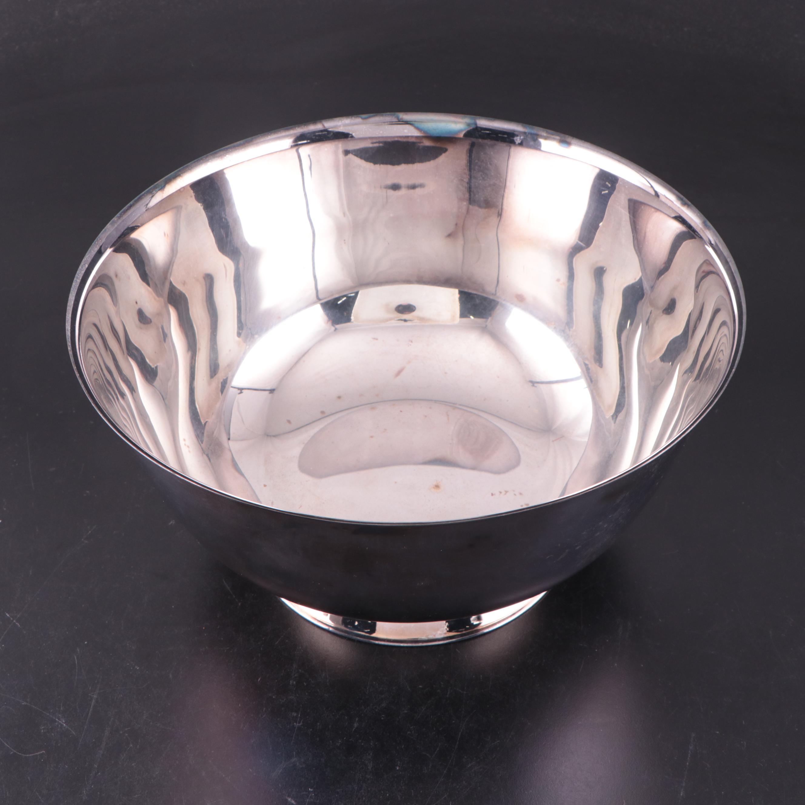 Oneida "Park Lane" Silver Plate Punch Cups and "Paul Revere" Punch Bowl