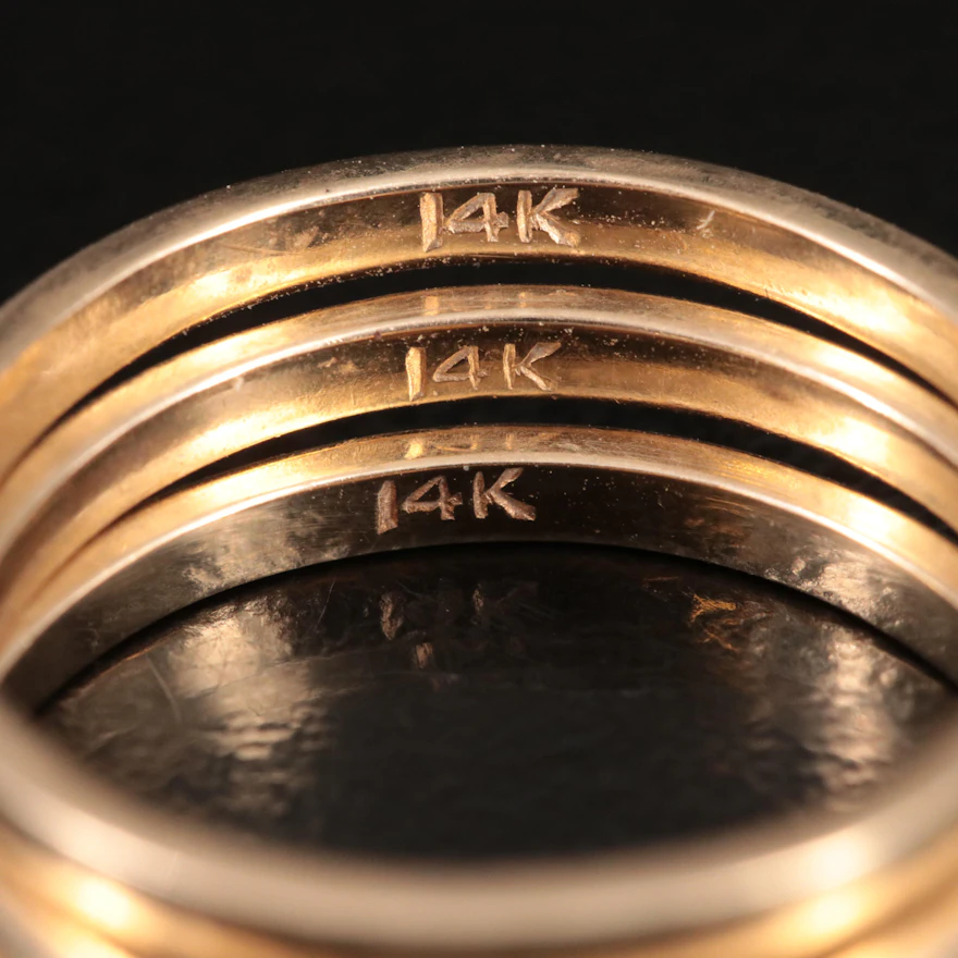14K White and Rose Gold Stacking Ring Set | Everything But The House