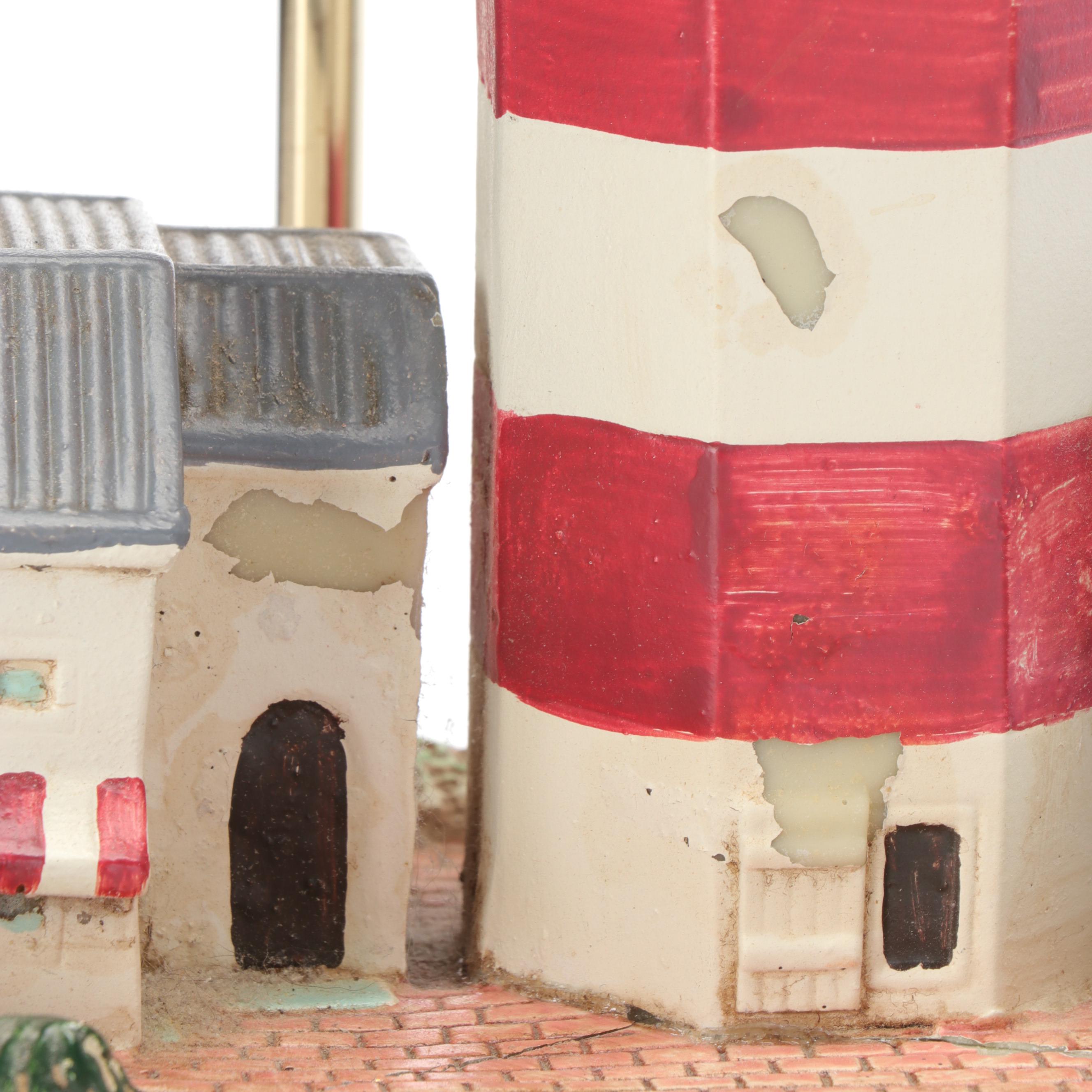 Resin and Brass Lighthouse Table Lamps