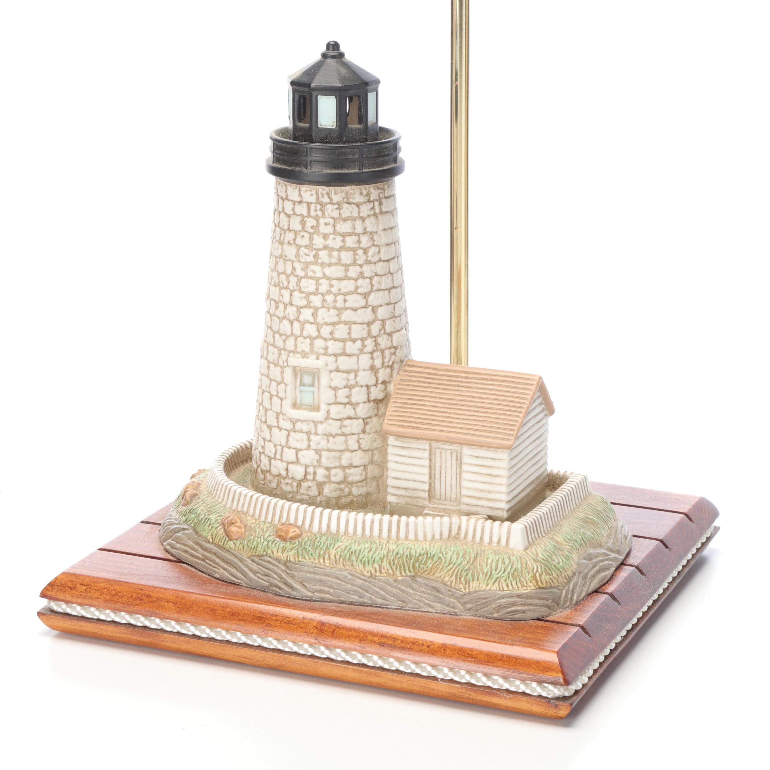 Resin and Brass Lighthouse Table Lamps