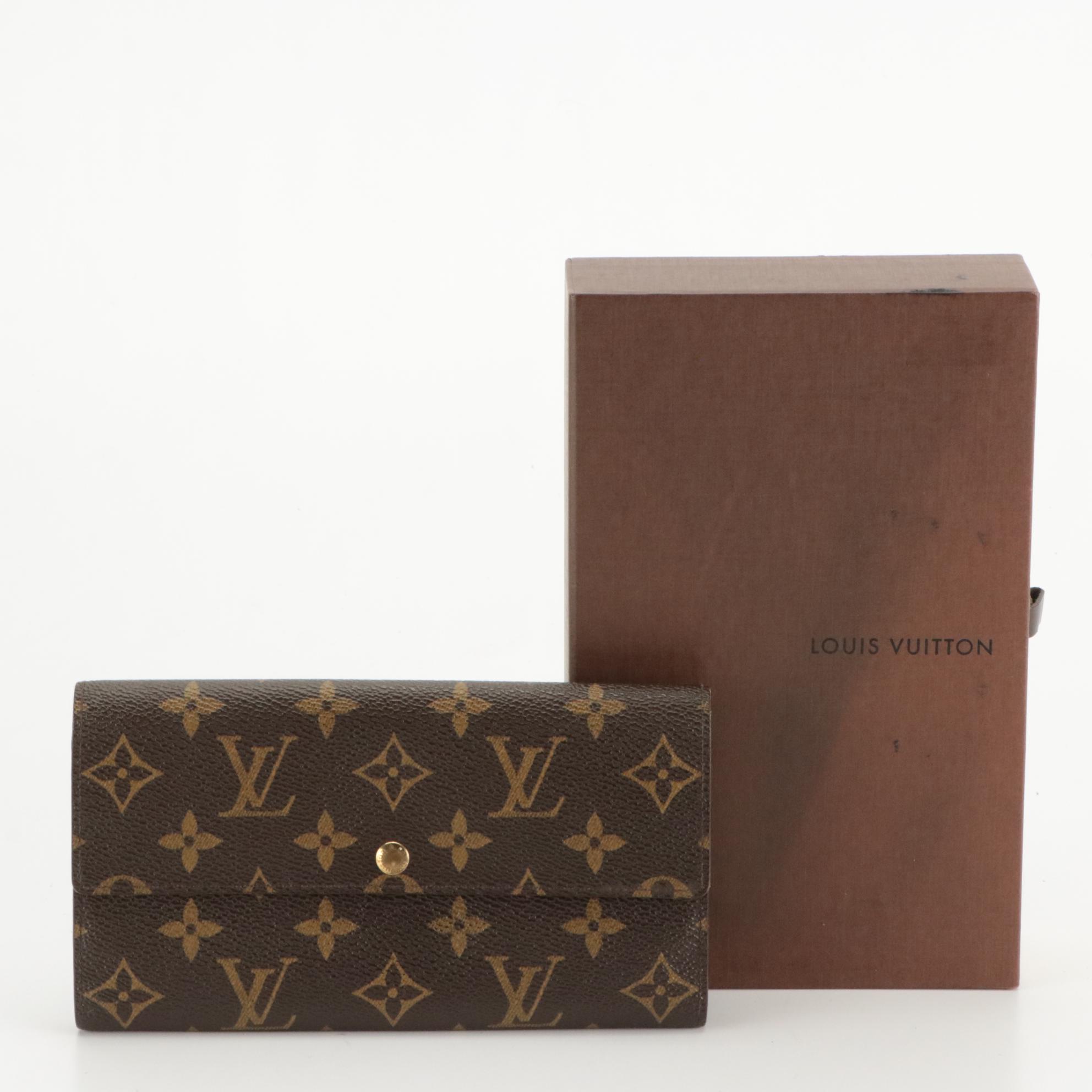 Louis Vuitton Porte-Monnaie Wallet in Monogram Canvas With Box