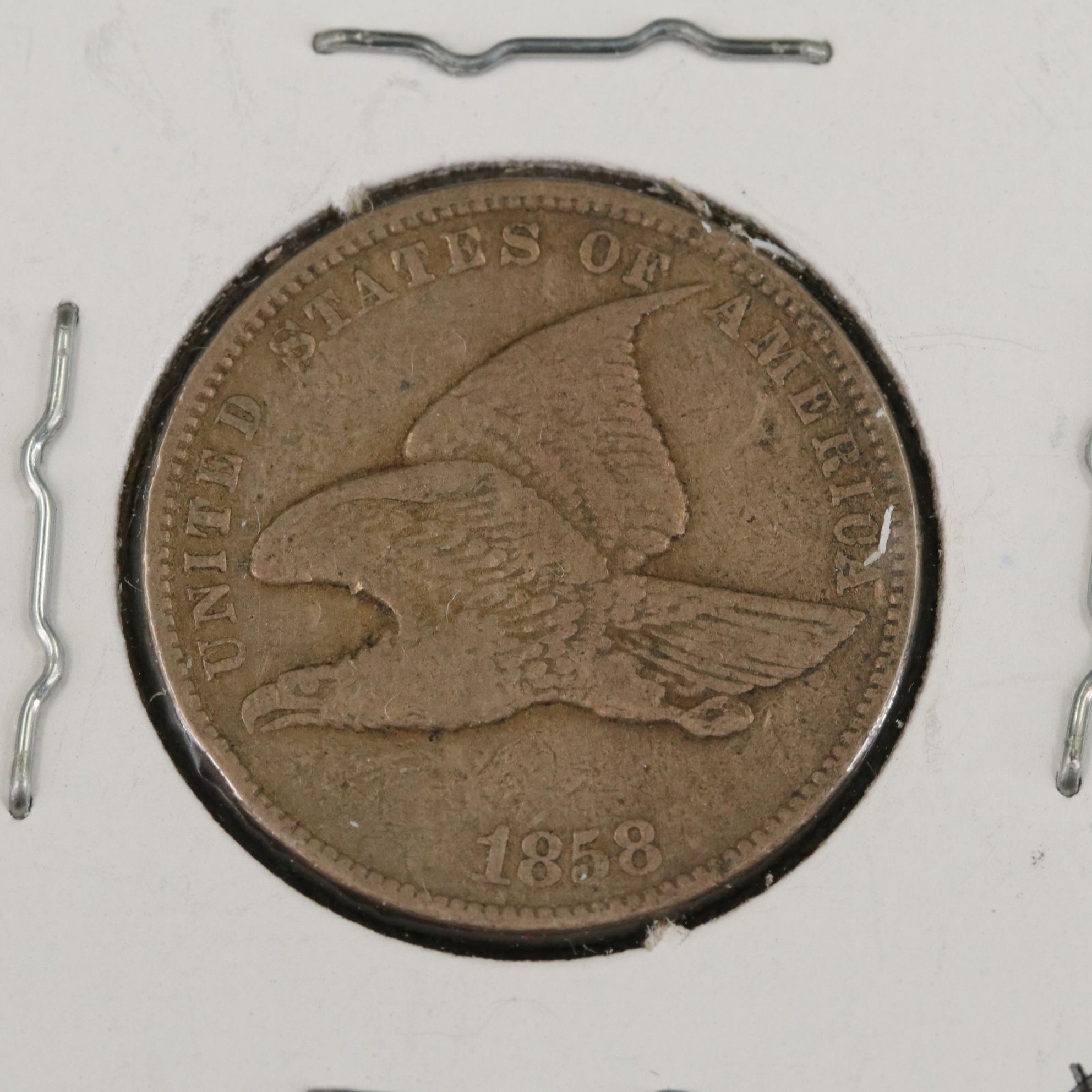 1858 Flying Eagle Cent and an Antique Police Badge