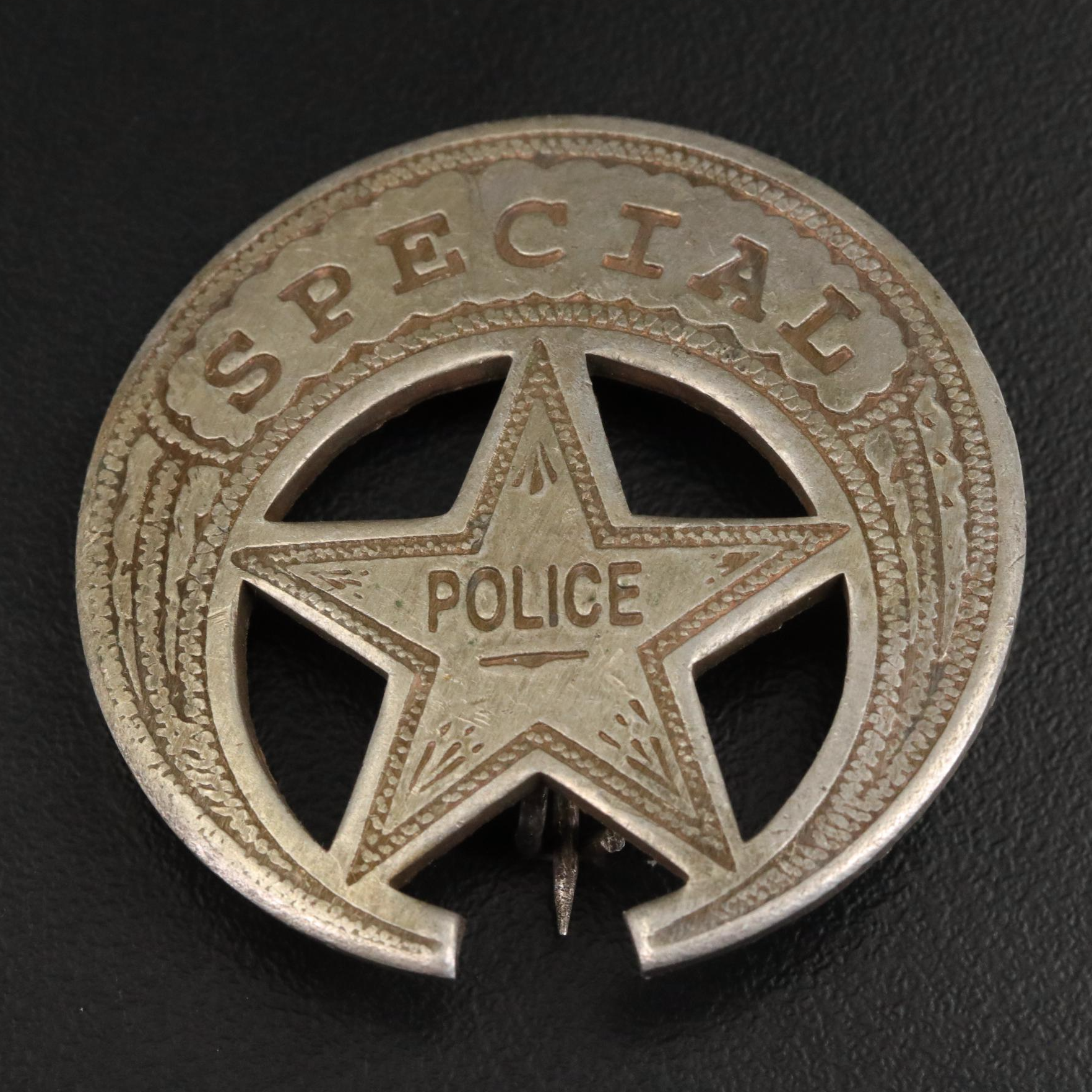 1858 Flying Eagle Cent and an Antique Police Badge