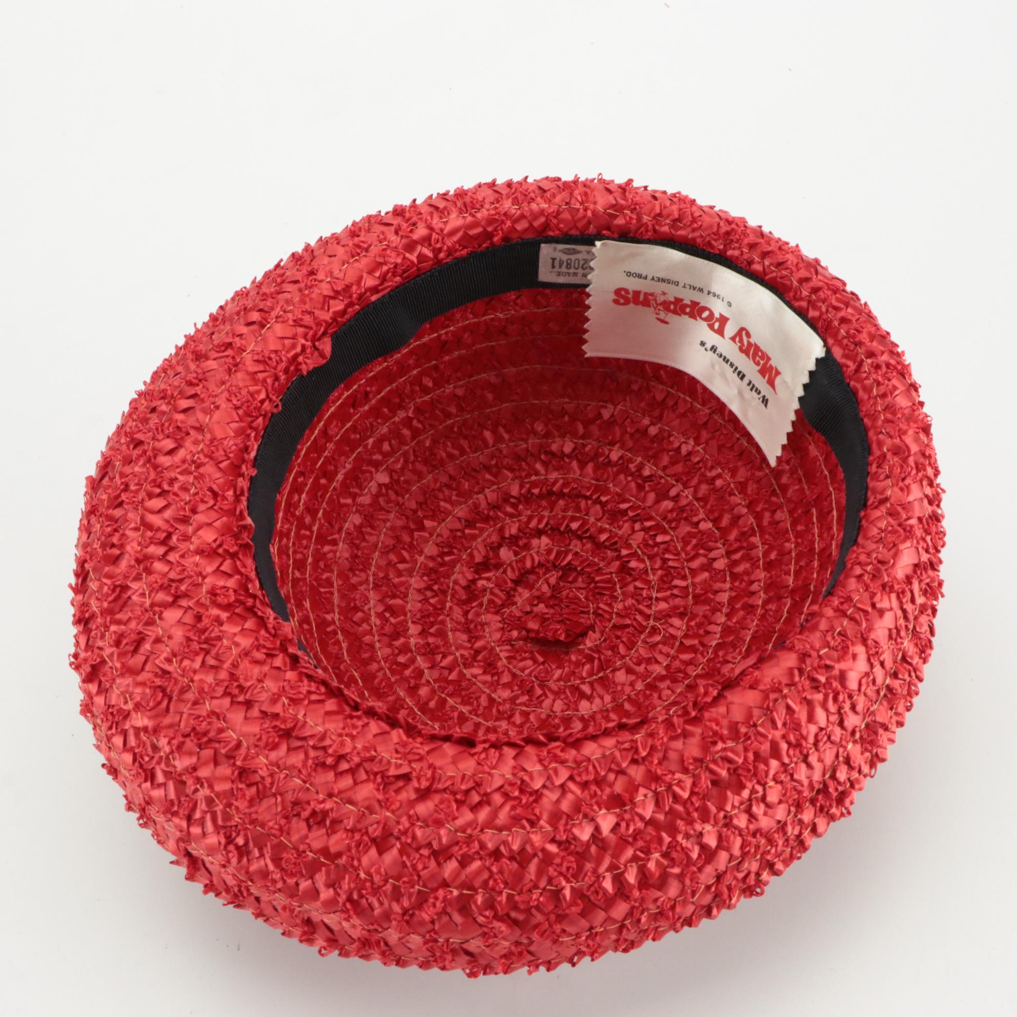 Walt Disney's Mary Poppins Hat, Walt Disney Straw Hat, and Vintage Woven Hat