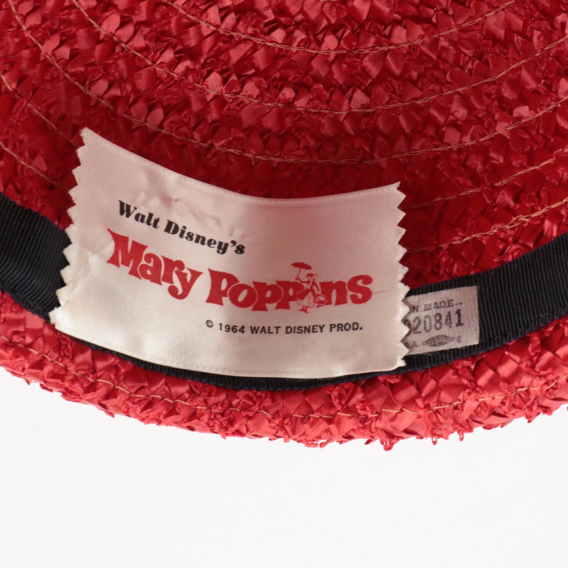 Walt Disney's Mary Poppins Hat, Walt Disney Straw Hat, and Vintage Woven Hat