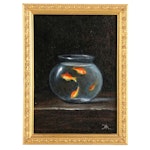 Houra Alghizzi Oil Painting "Goldfish Bowl," 2024