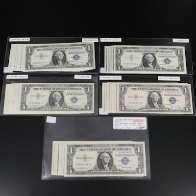 Five Groups of Uncirculated Consecutive $1 Silver Certificates