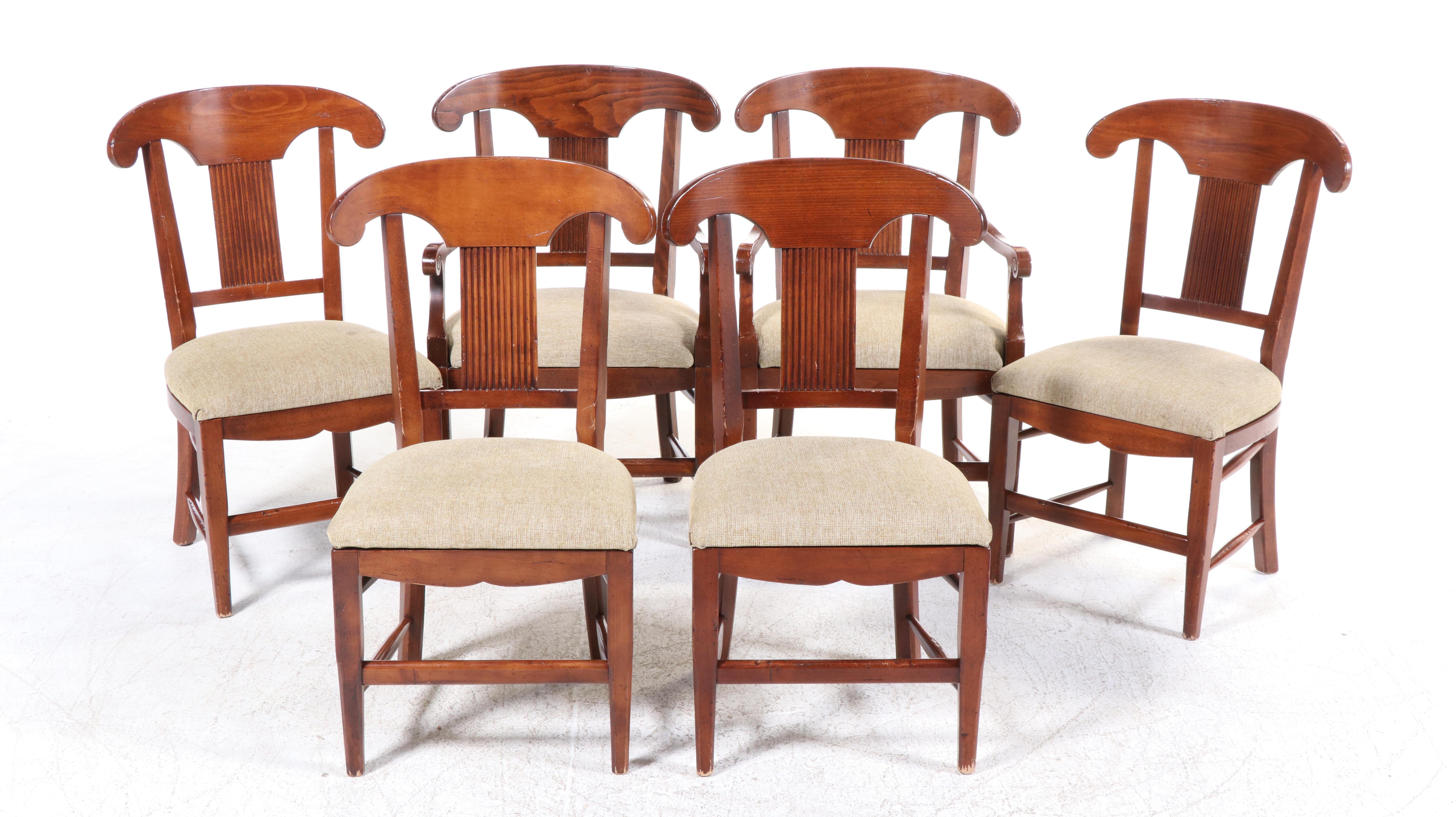 Seven-Piece Italian Provincial Style Hardwood Dining Set, Incl. Arhaus Furniture