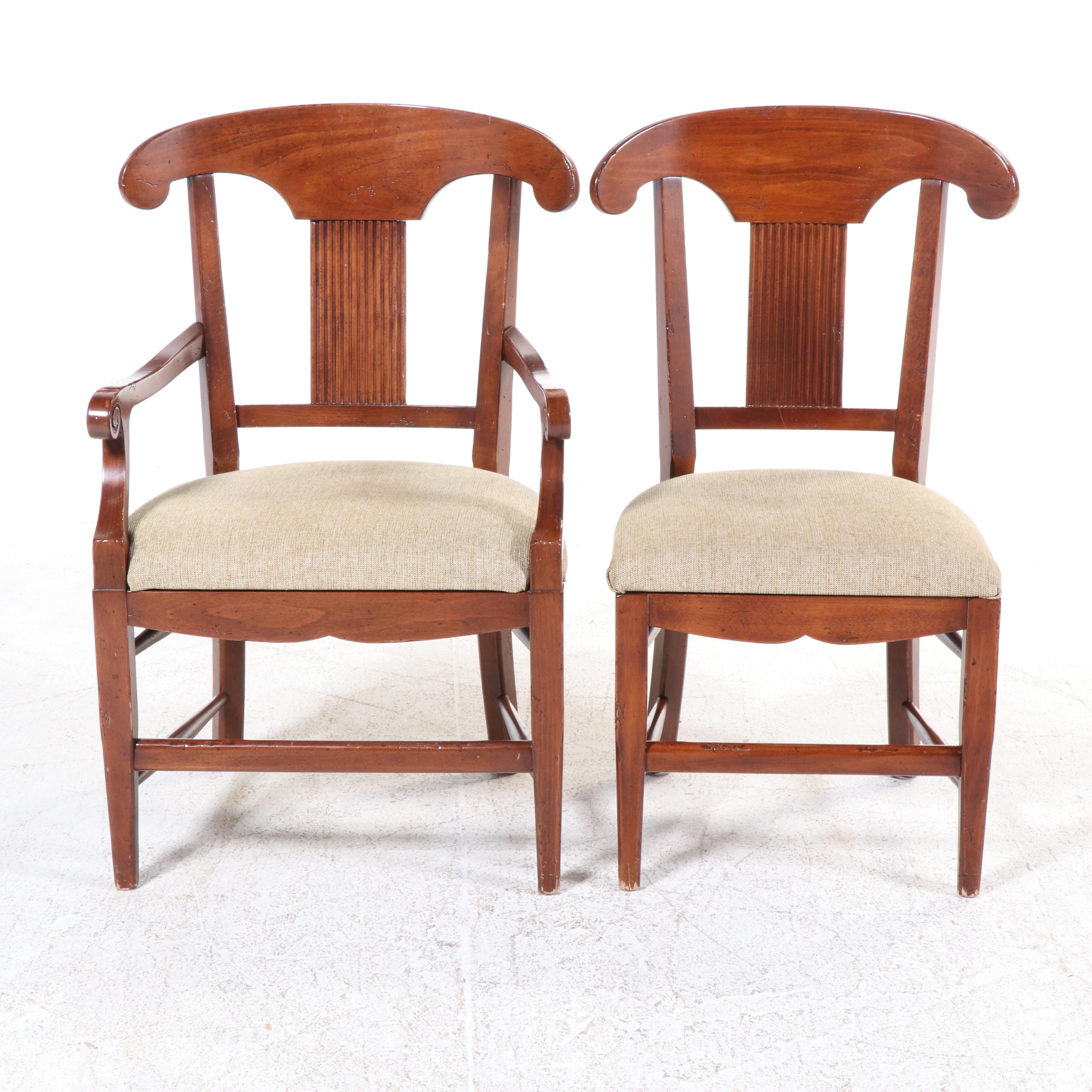 Seven-Piece Italian Provincial Style Hardwood Dining Set, Incl. Arhaus Furniture