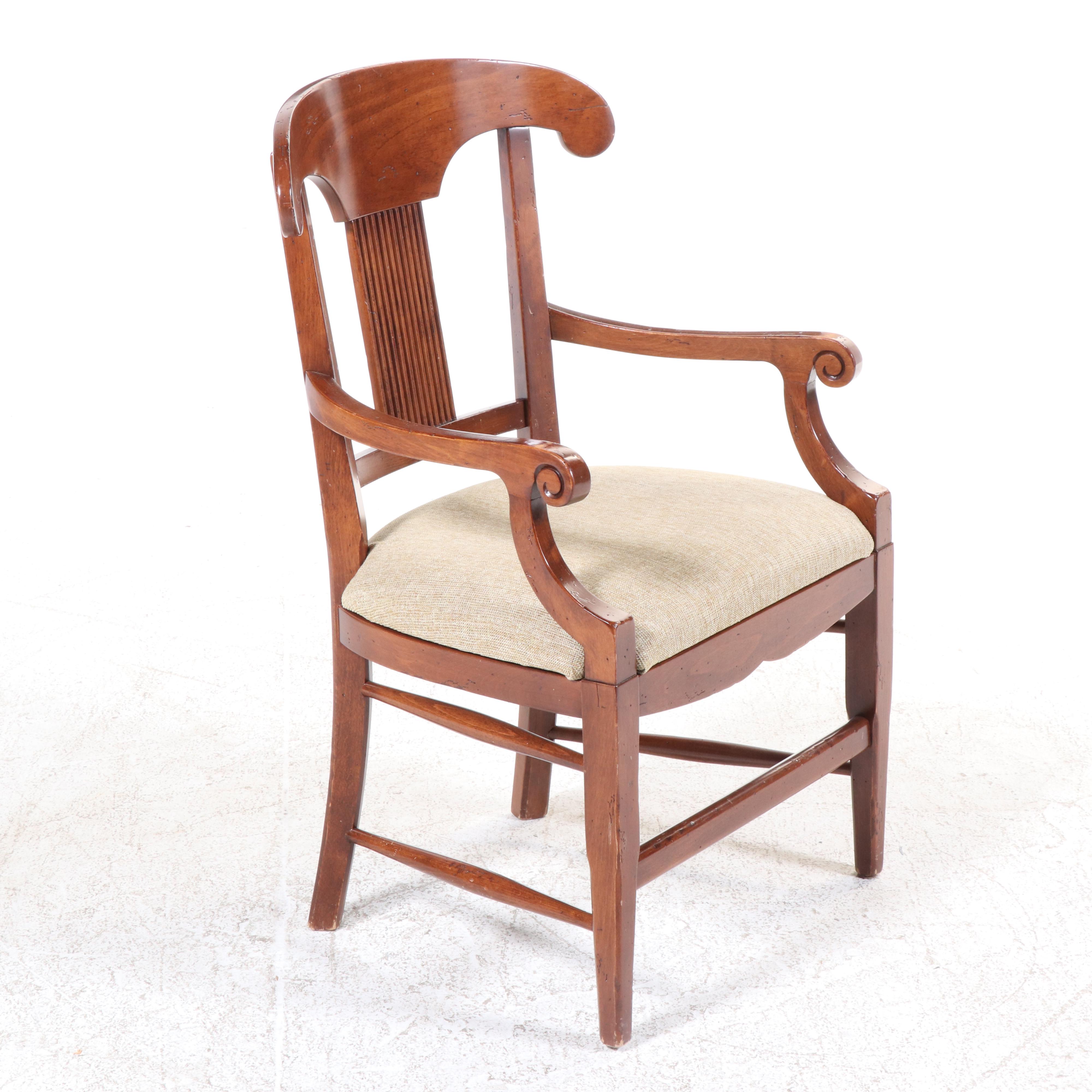 Seven-Piece Italian Provincial Style Hardwood Dining Set, Incl. Arhaus Furniture