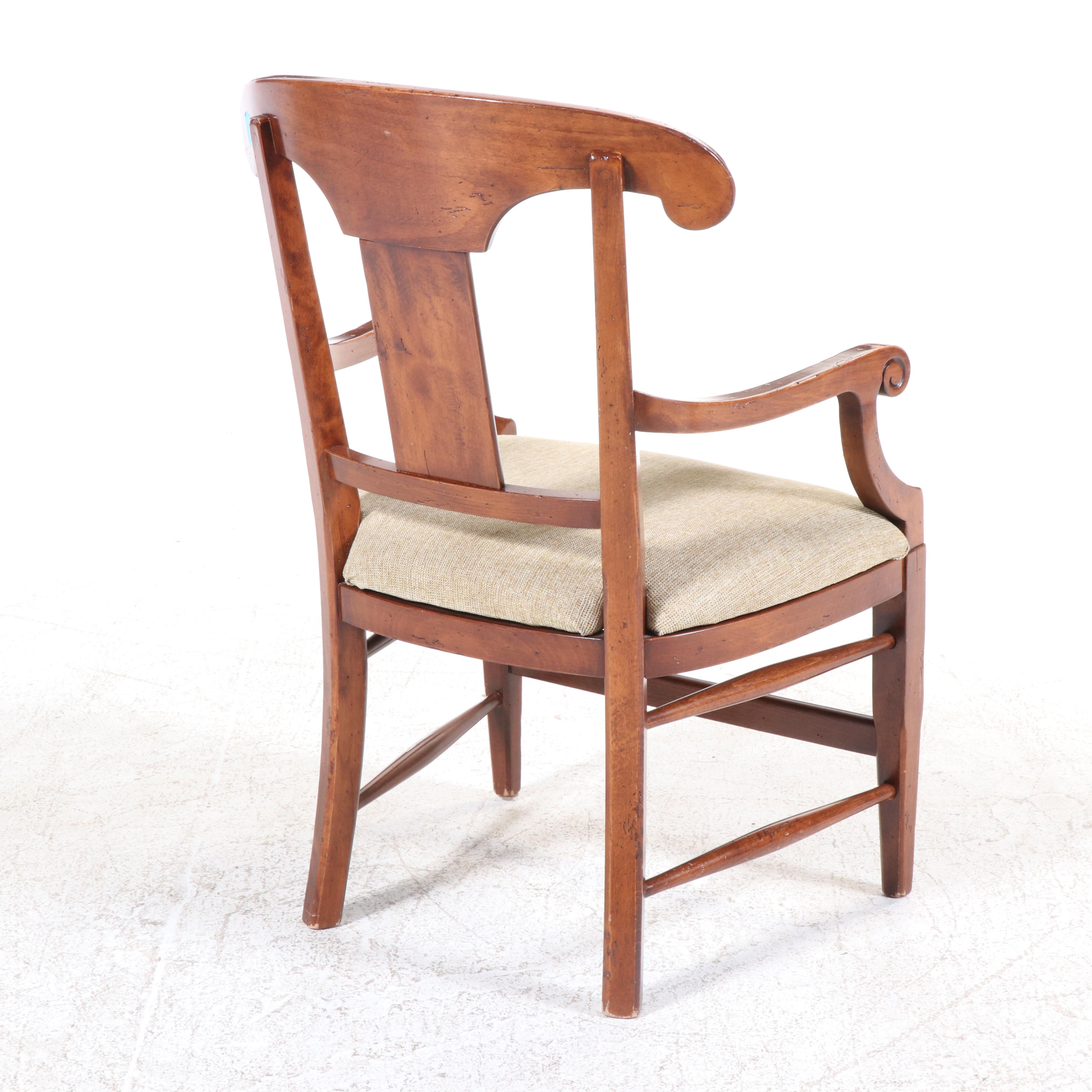 Seven-Piece Italian Provincial Style Hardwood Dining Set, Incl. Arhaus Furniture