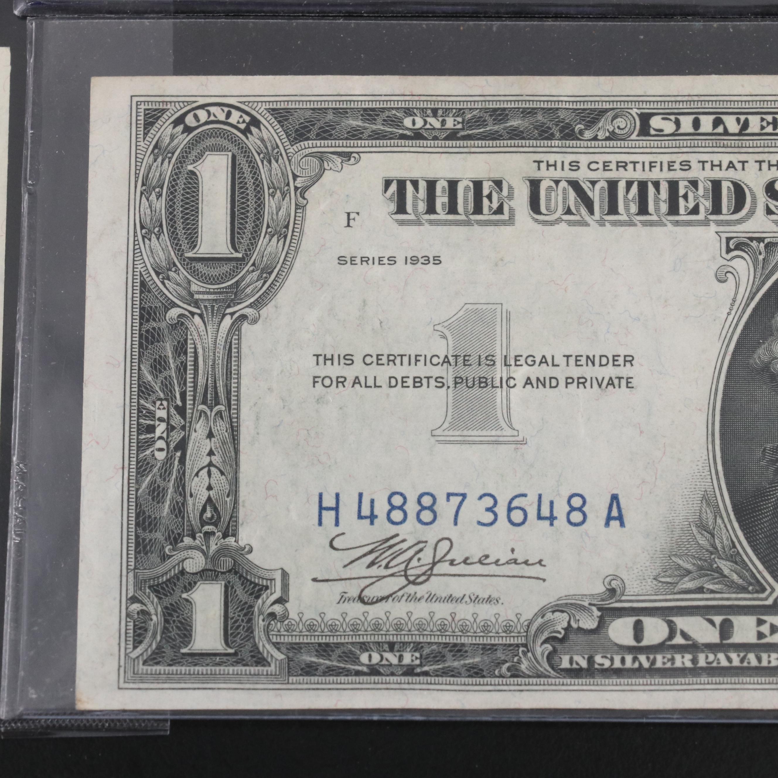 Series of 1928A $100 Federal Reserve Note and Nine $1 Silver Certificates