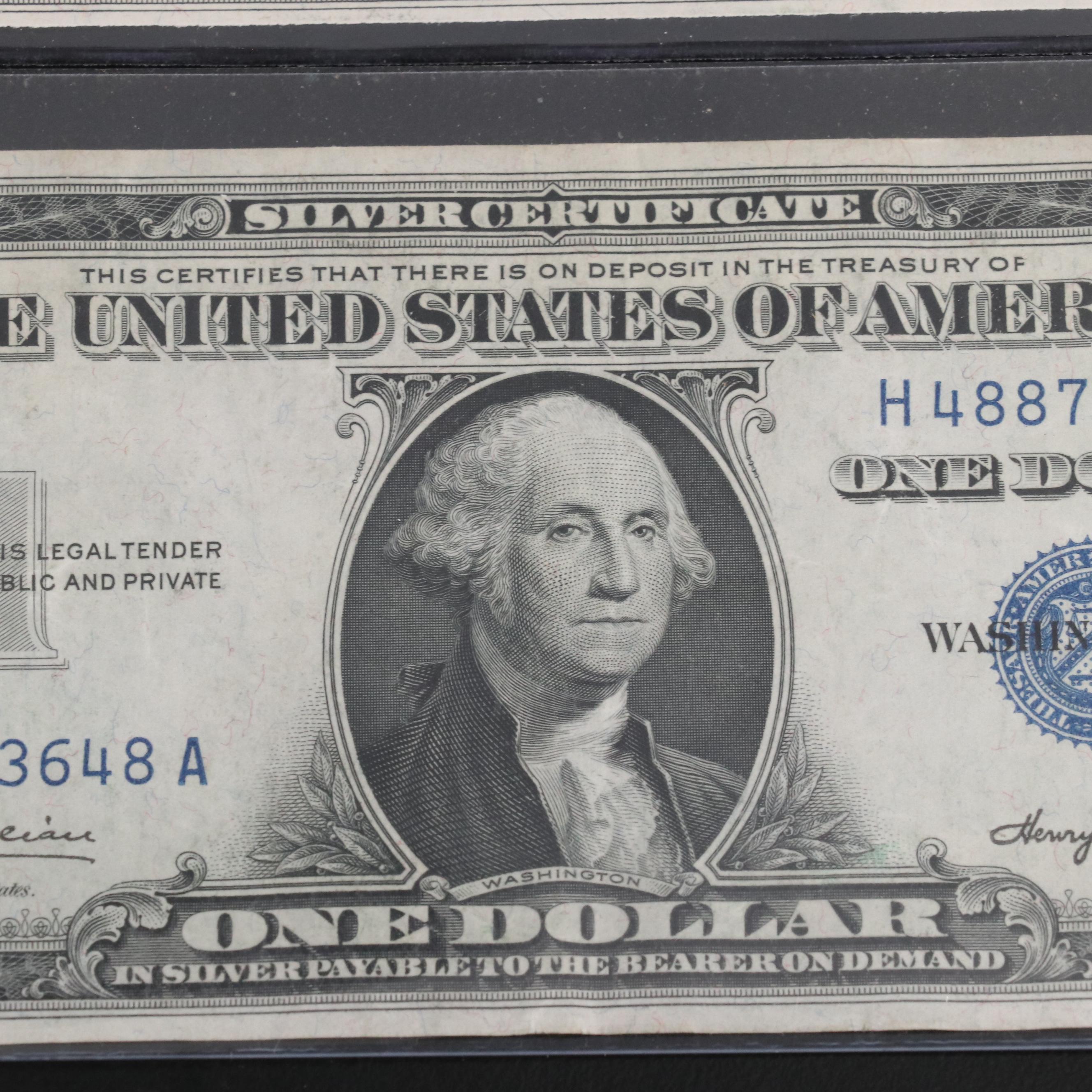 Series of 1928A $100 Federal Reserve Note and Nine $1 Silver Certificates