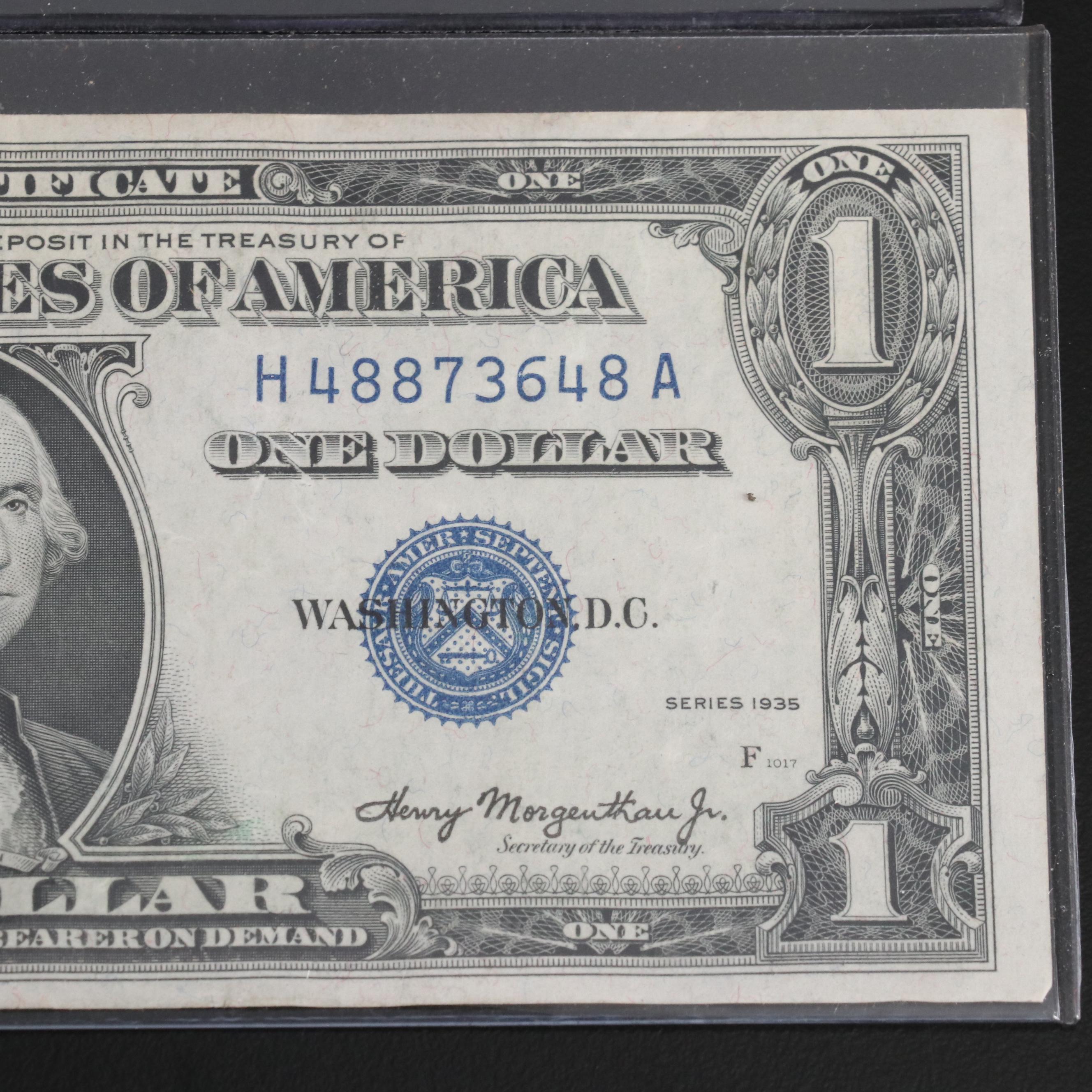 Series of 1928A $100 Federal Reserve Note and Nine $1 Silver Certificates