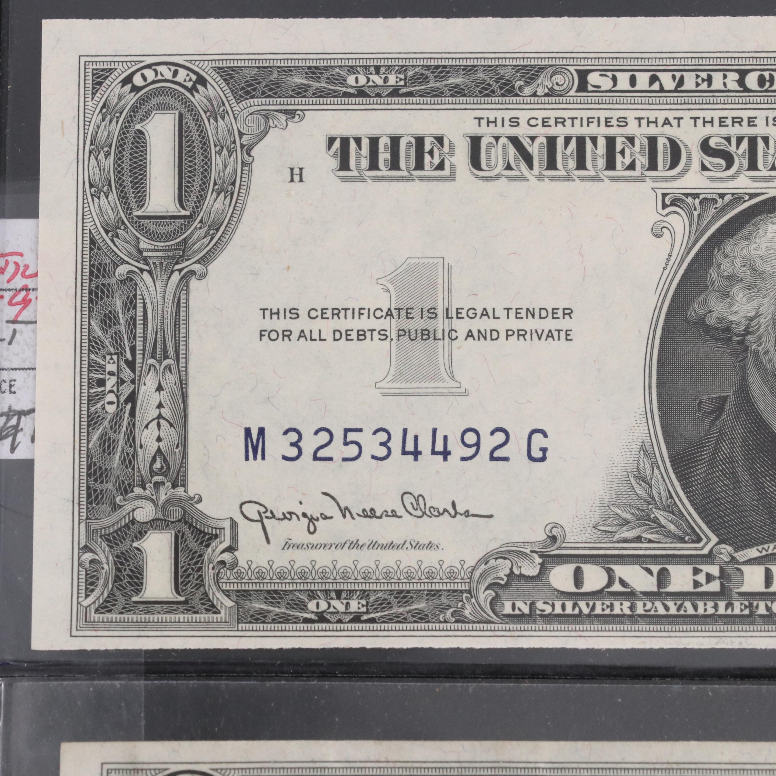 Series of 1928A $100 Federal Reserve Note and Nine $1 Silver Certificates