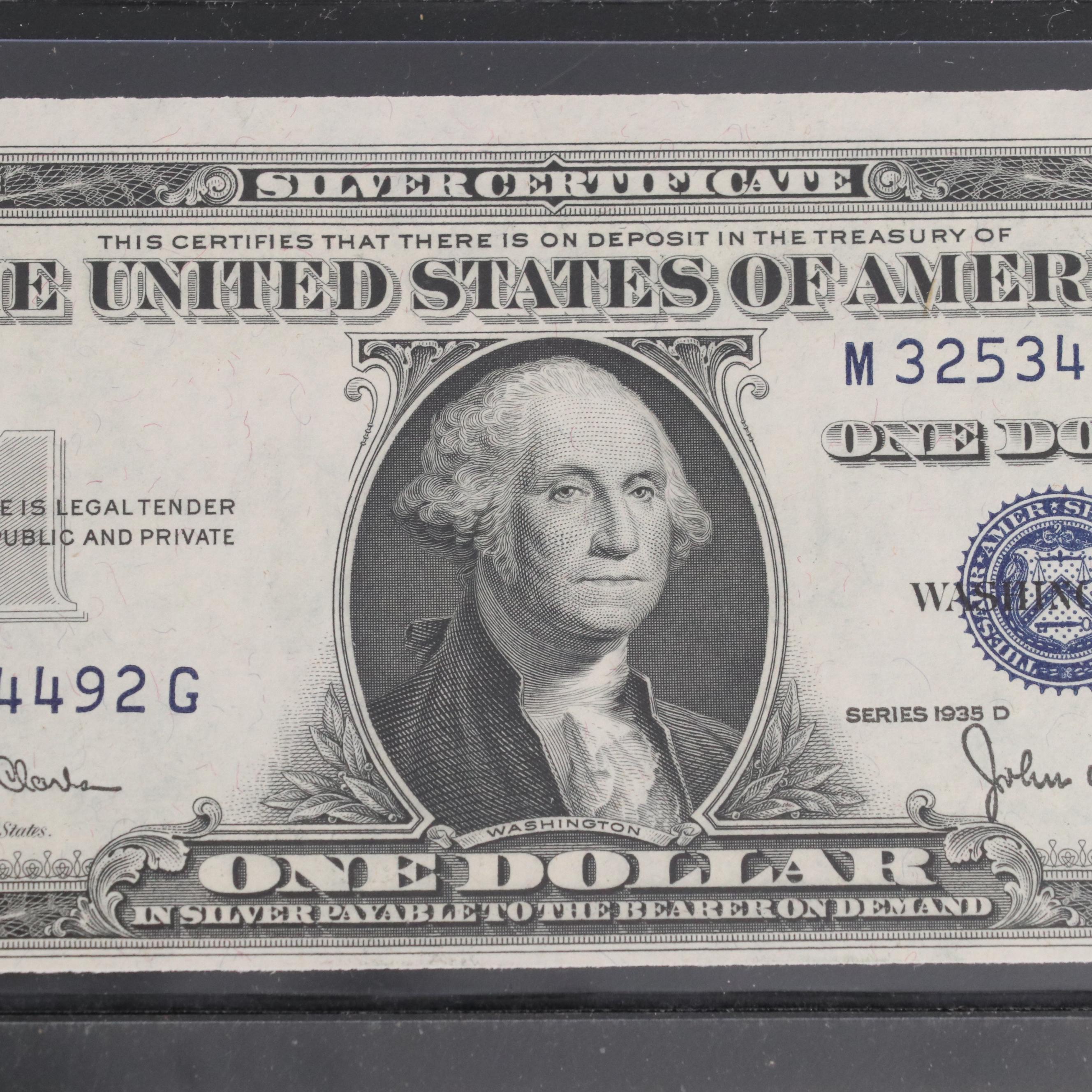 Series of 1928A $100 Federal Reserve Note and Nine $1 Silver Certificates