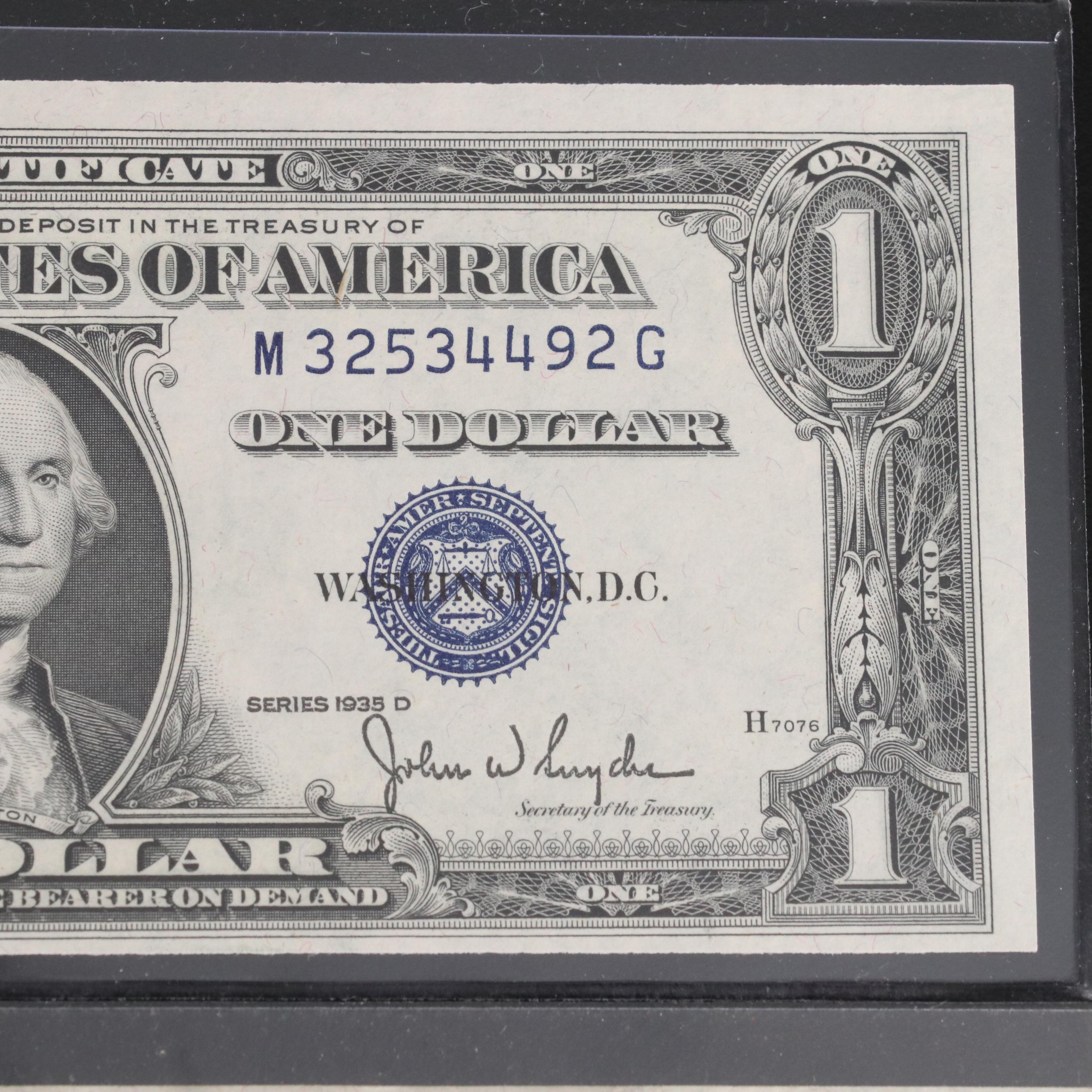 Series of 1928A $100 Federal Reserve Note and Nine $1 Silver Certificates