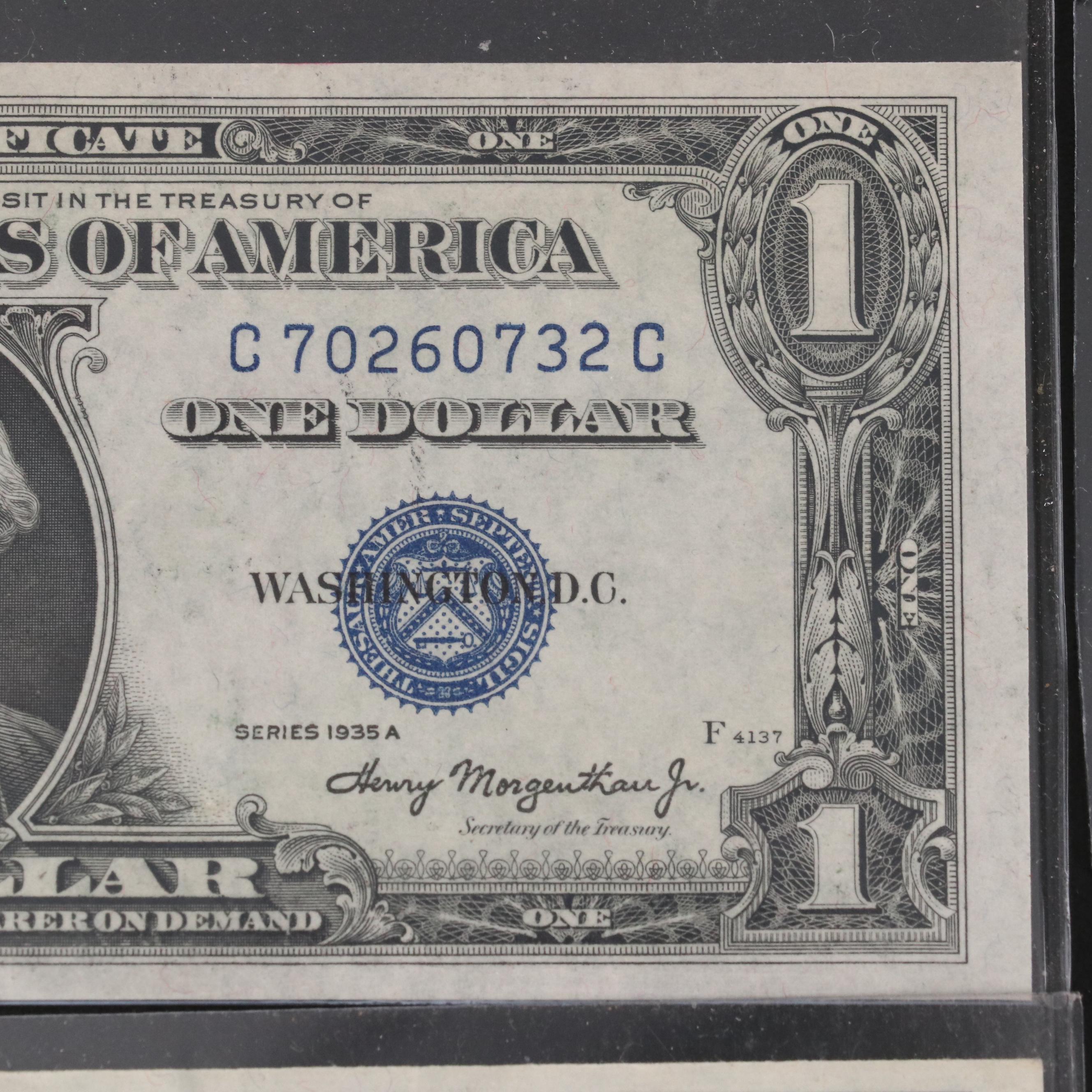 Series of 1928A $100 Federal Reserve Note and Nine $1 Silver Certificates