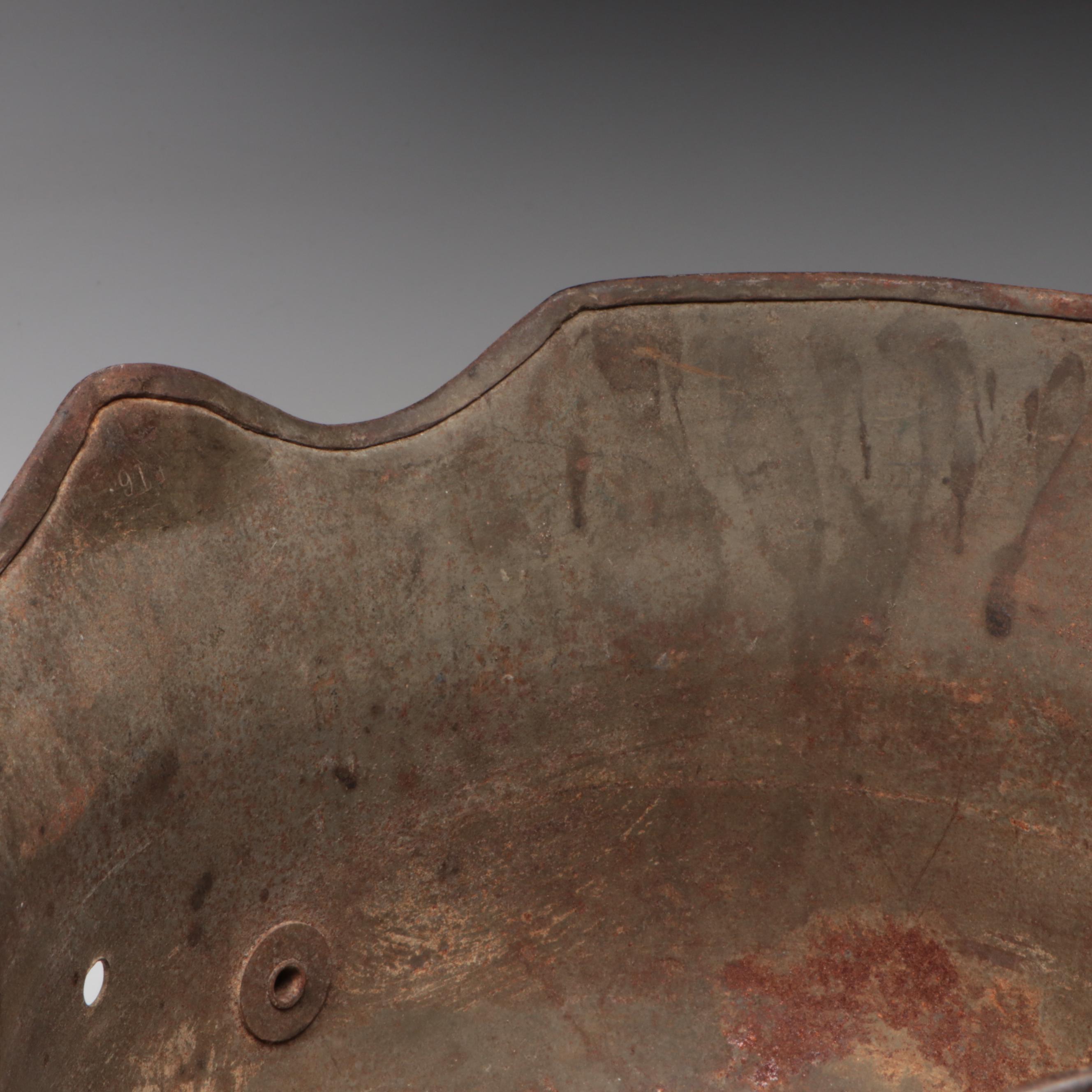 WWI German M18 Cavalry Helmet and WWI French M1915 Adrian Helmet