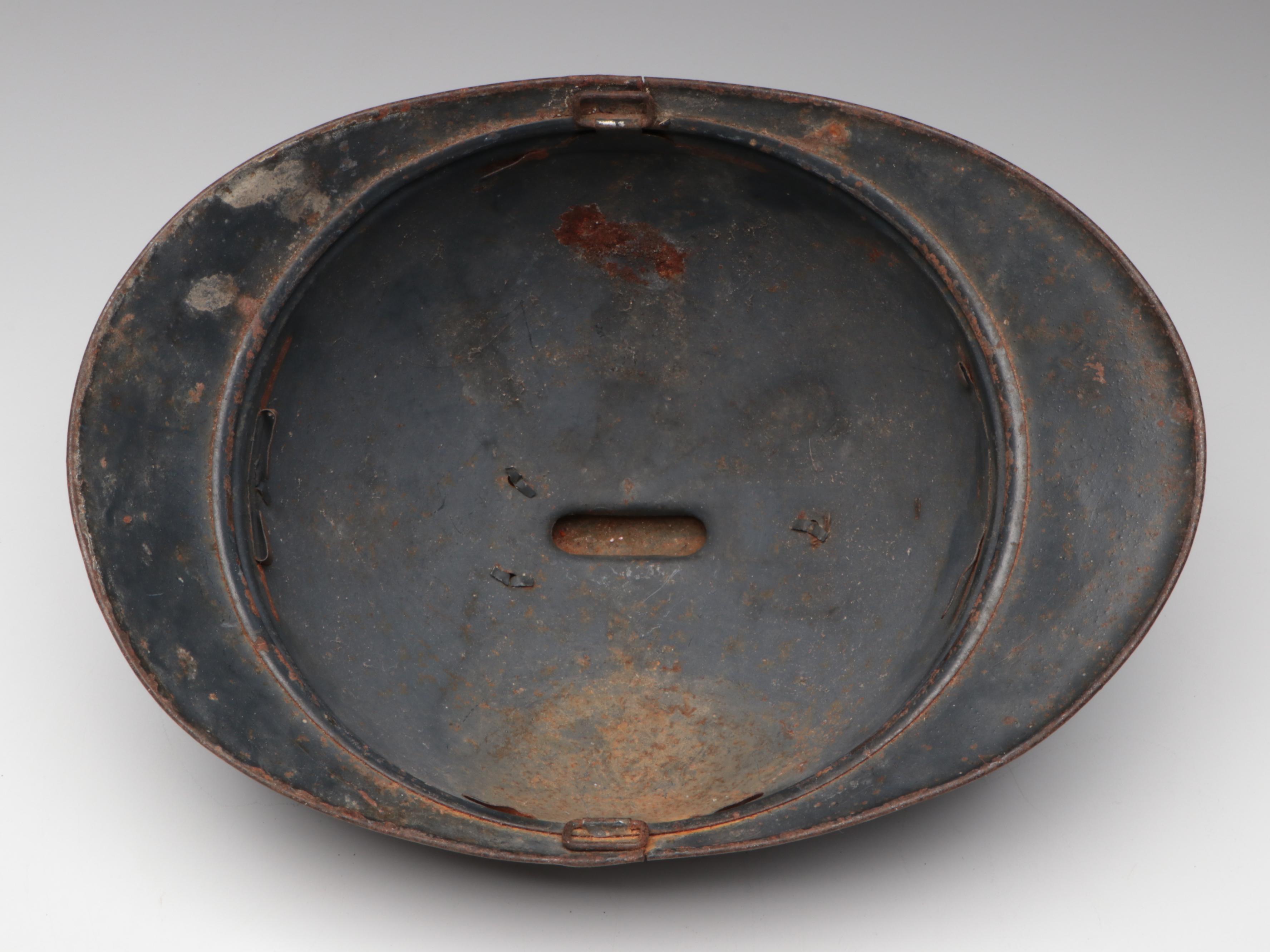 WWI German M18 Cavalry Helmet and WWI French M1915 Adrian Helmet