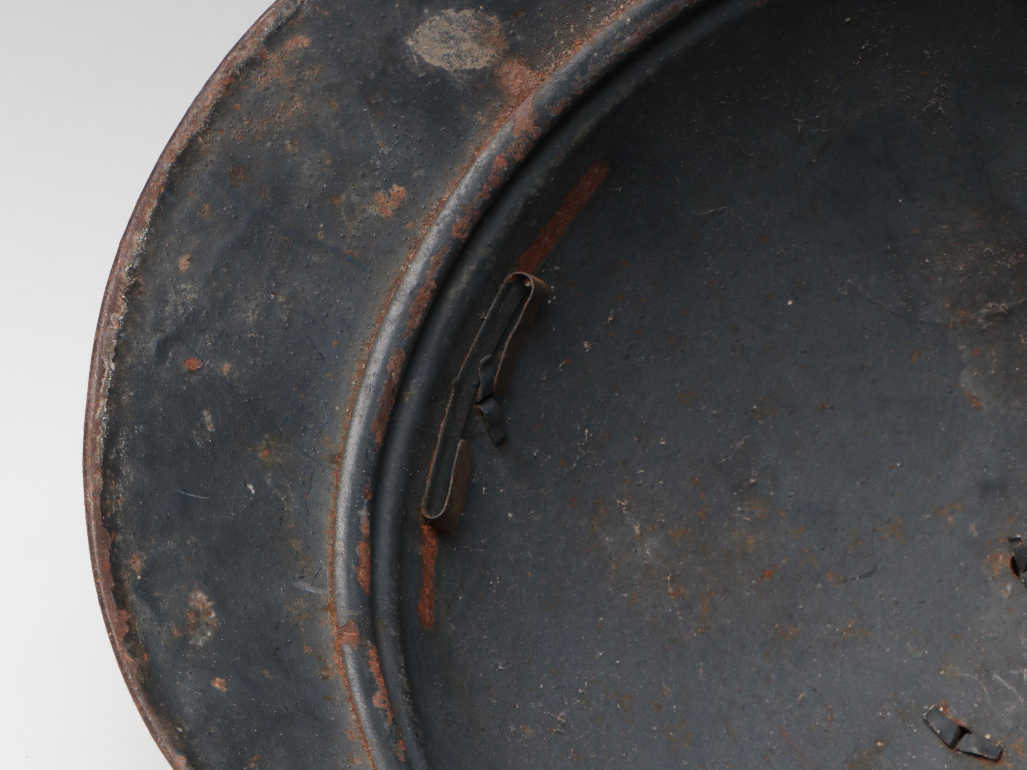 WWI German M18 Cavalry Helmet and WWI French M1915 Adrian Helmet