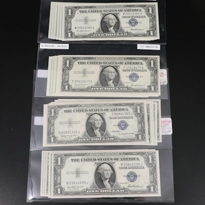 Four Groups of Uncirculated Consecutive $1 Silver Certificates