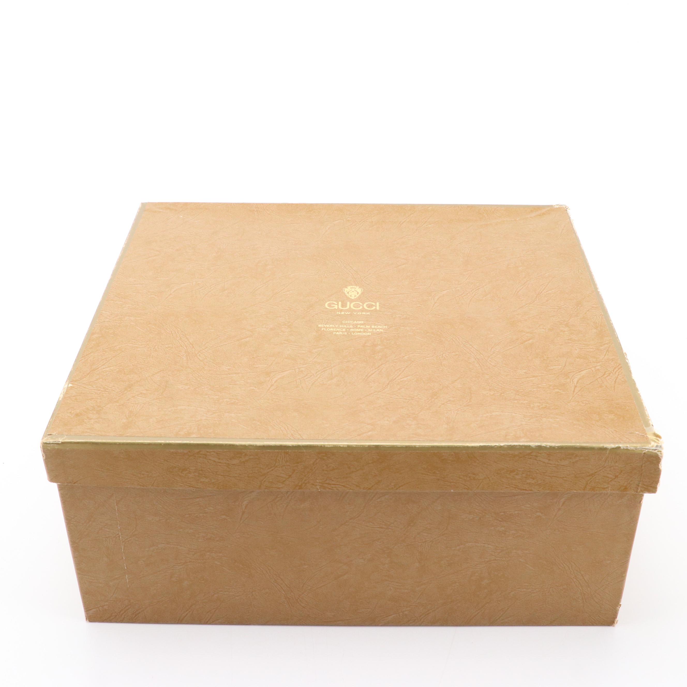 Gucci Vintage Navy Blue GG Canvas and Leather Shoulder Bag With Box