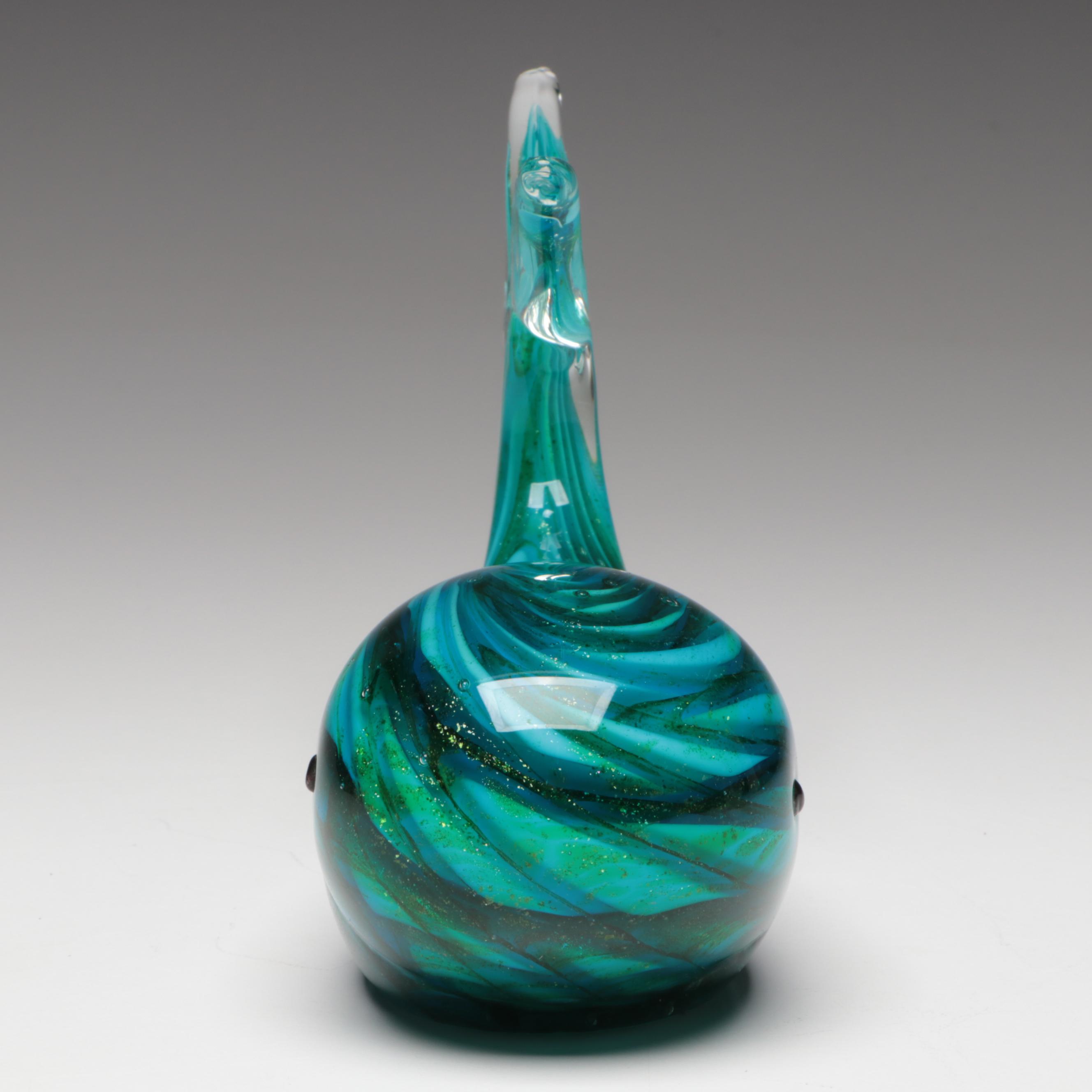 Robert Eickholt Dichroic Glass Paperweight with Murano Style Whale