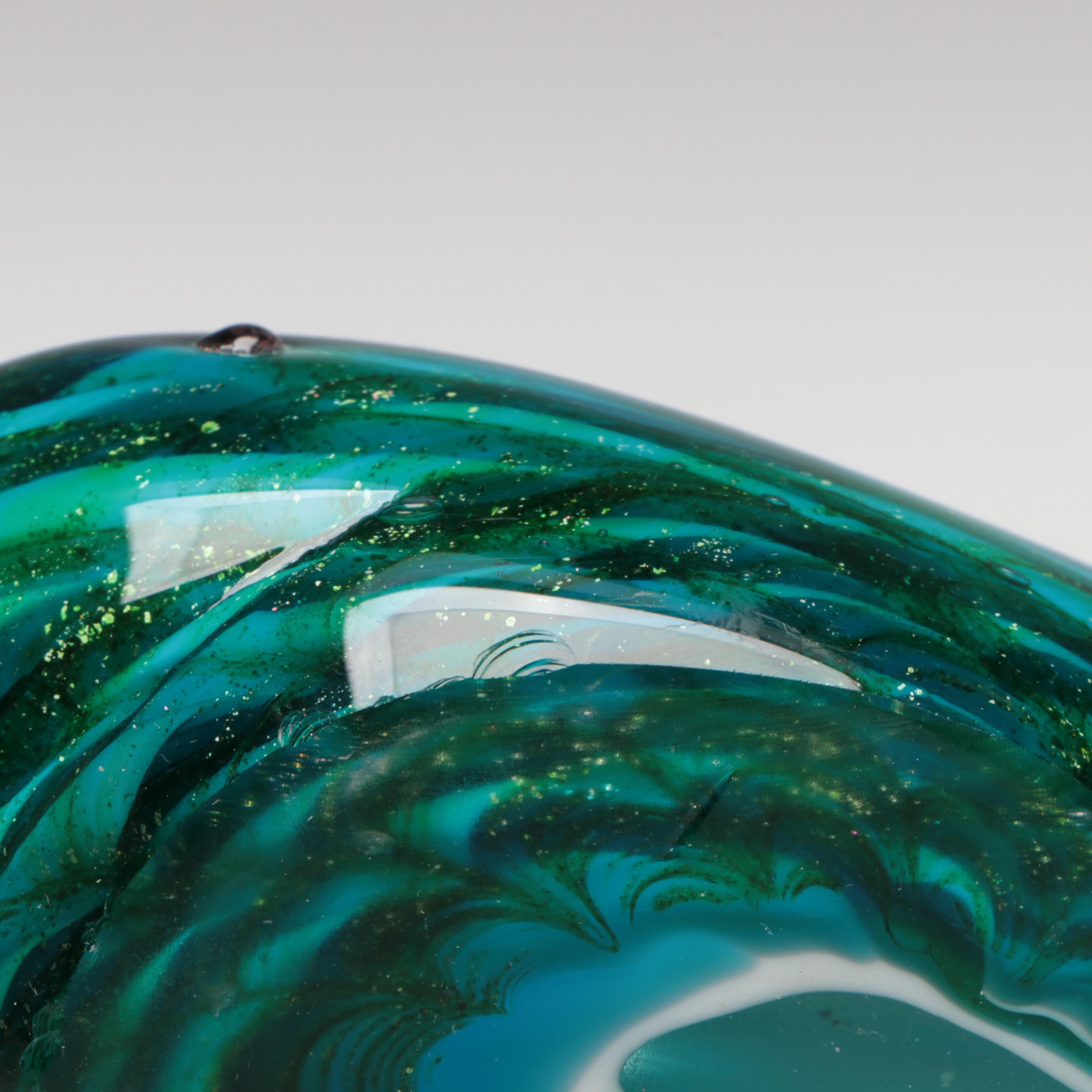 Robert Eickholt Dichroic Glass Paperweight with Murano Style Whale
