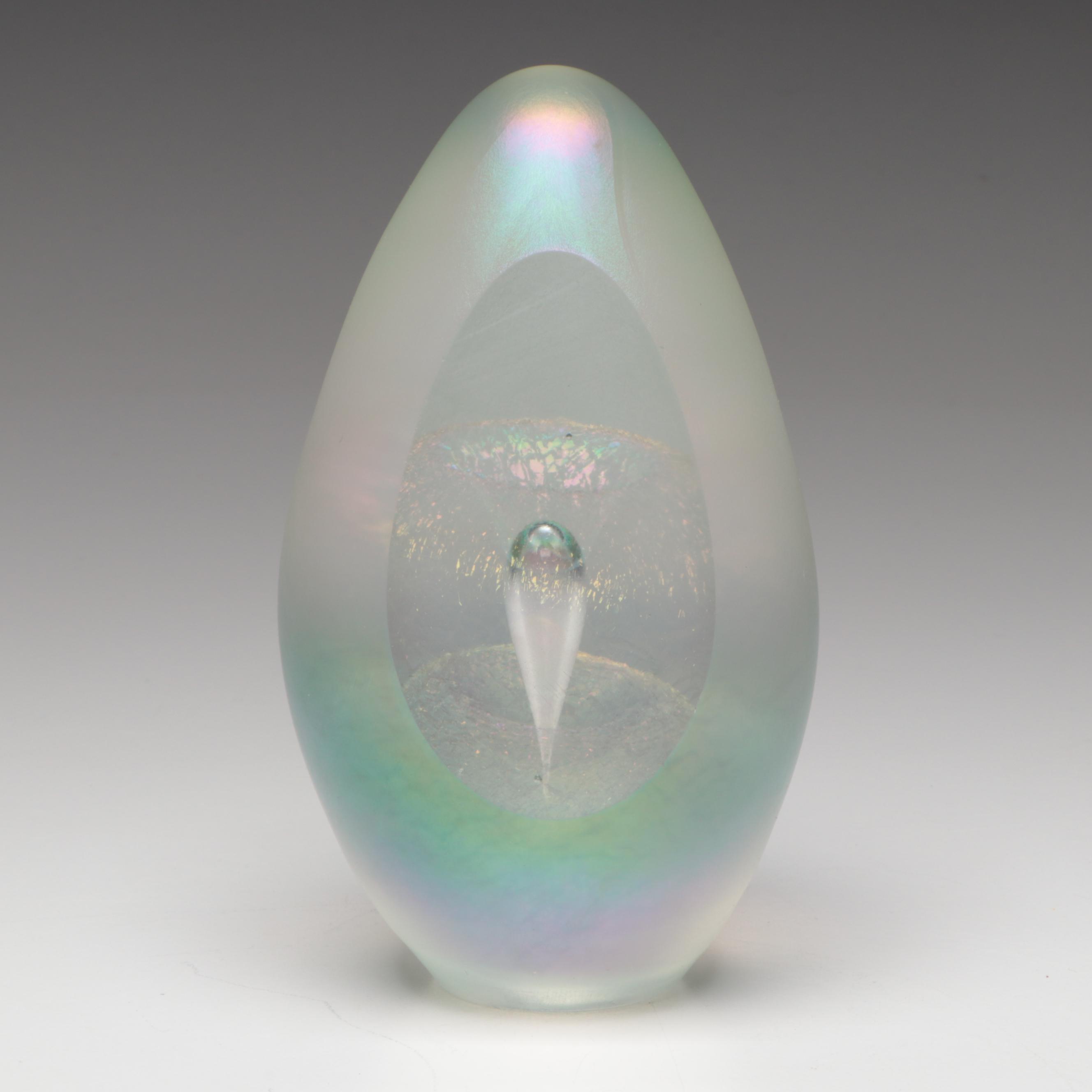 Robert Eickholt Dichroic Glass Paperweight with Murano Style Whale