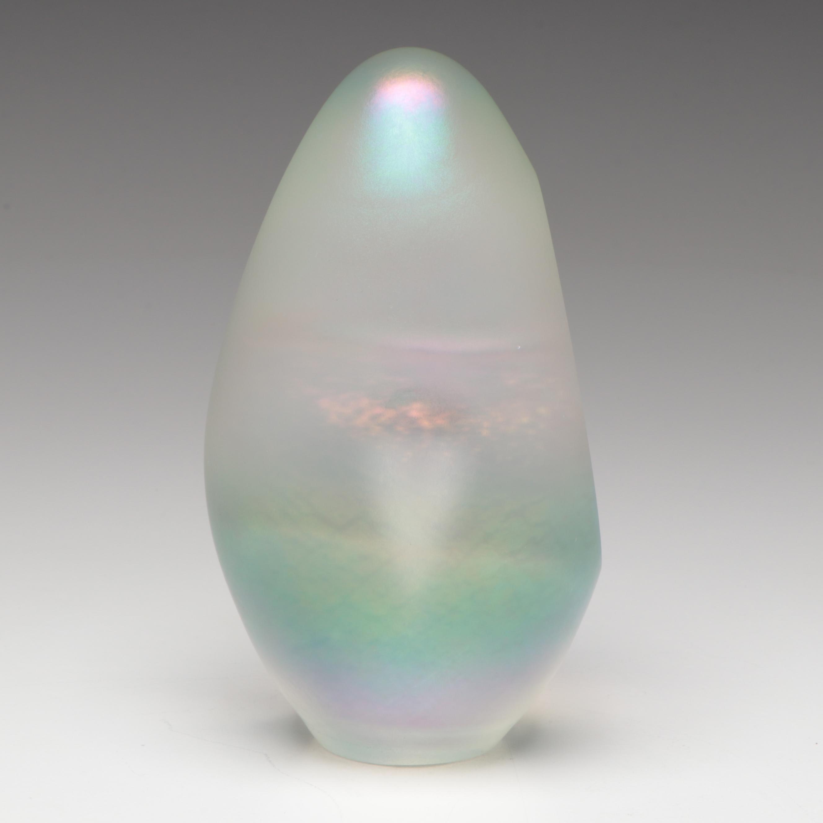 Robert Eickholt Dichroic Glass Paperweight with Murano Style Whale