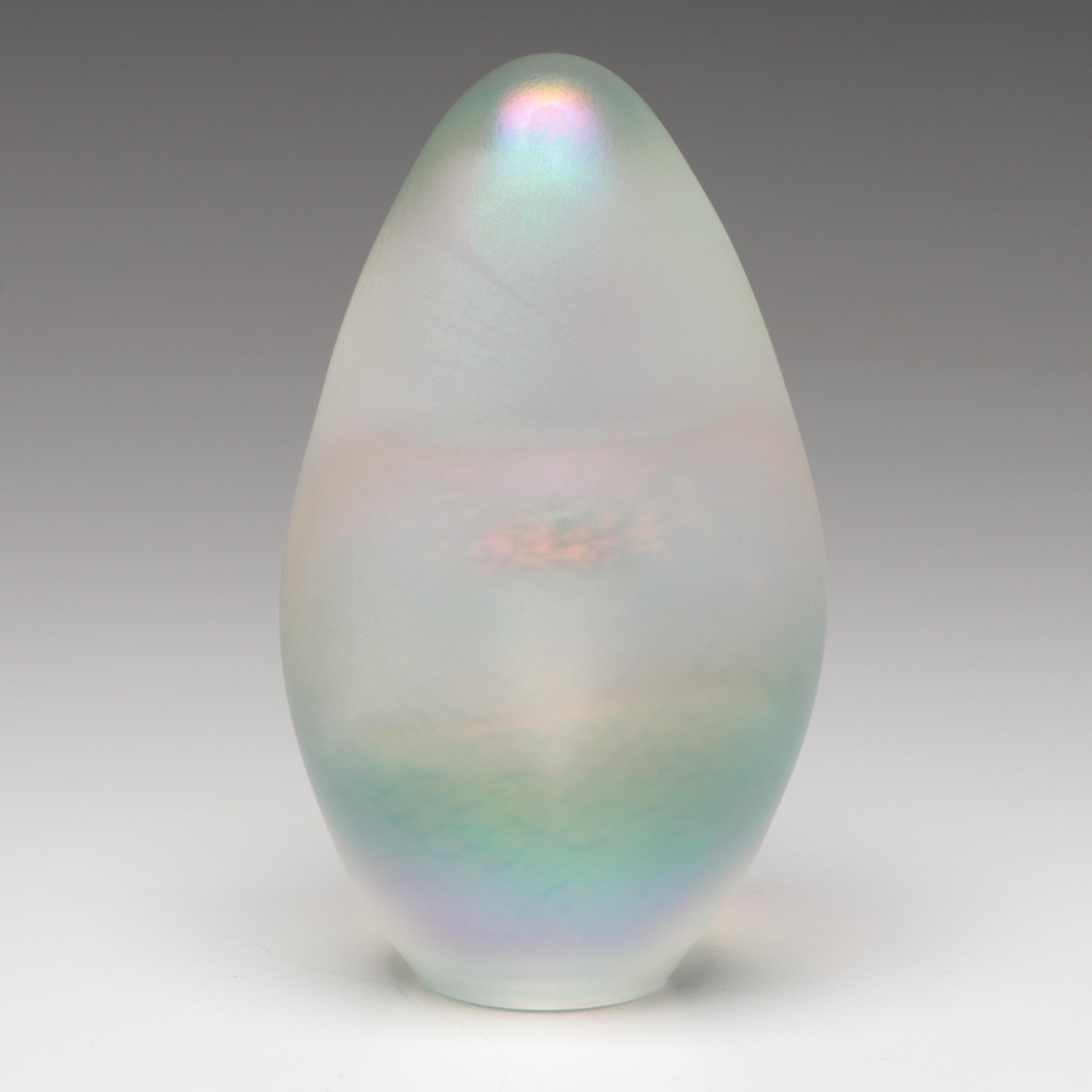 Robert Eickholt Dichroic Glass Paperweight with Murano Style Whale