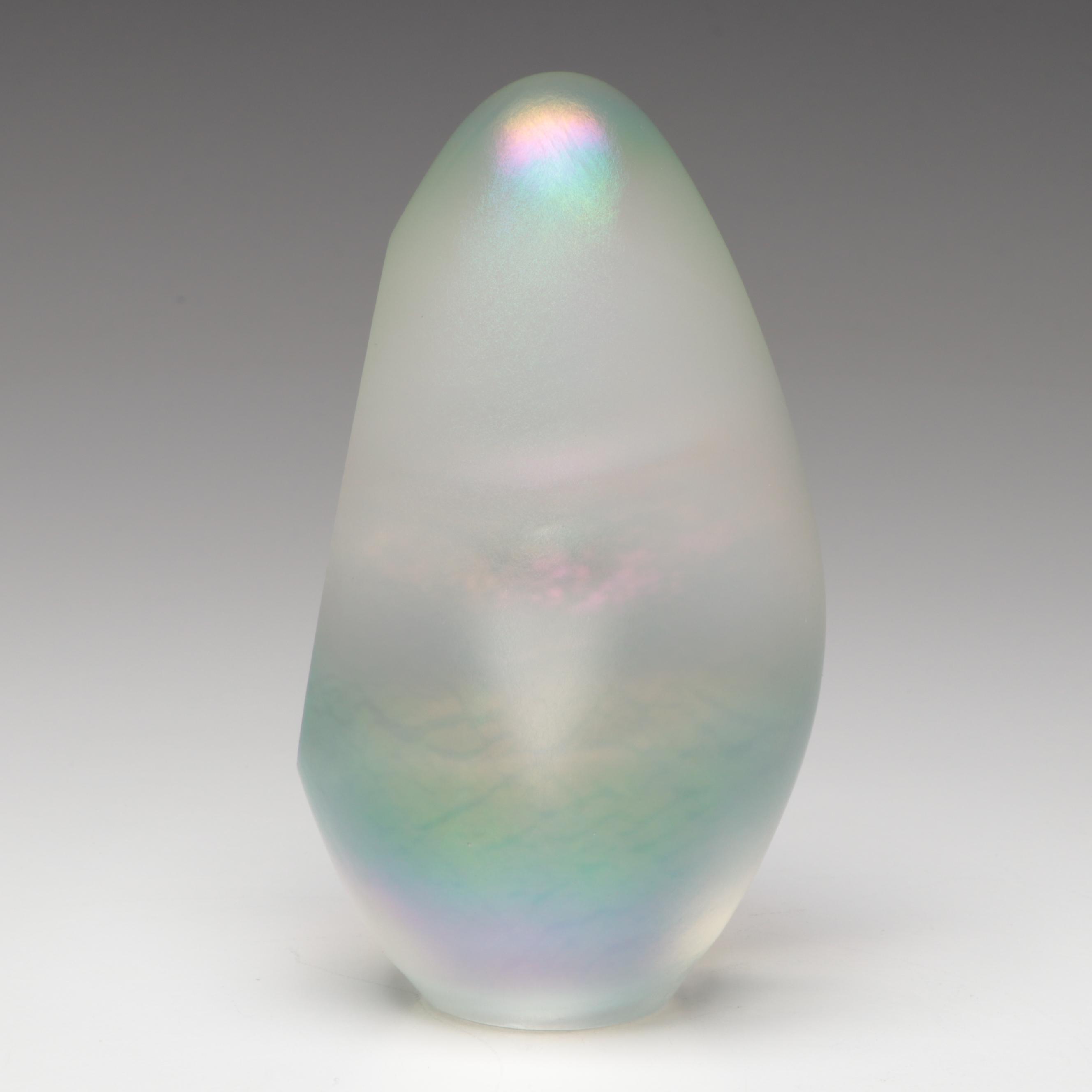 Robert Eickholt Dichroic Glass Paperweight with Murano Style Whale