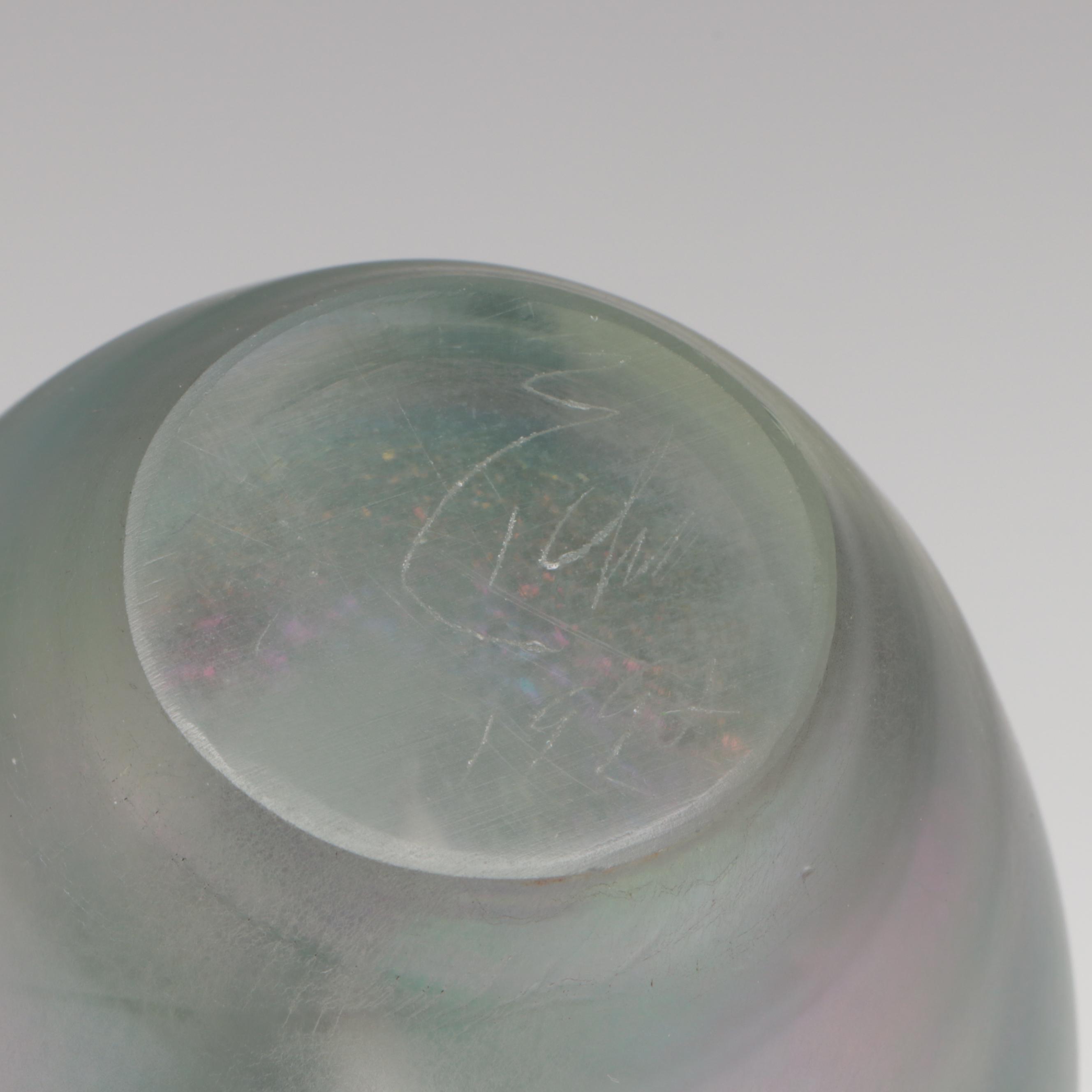 Robert Eickholt Dichroic Glass Paperweight with Murano Style Whale