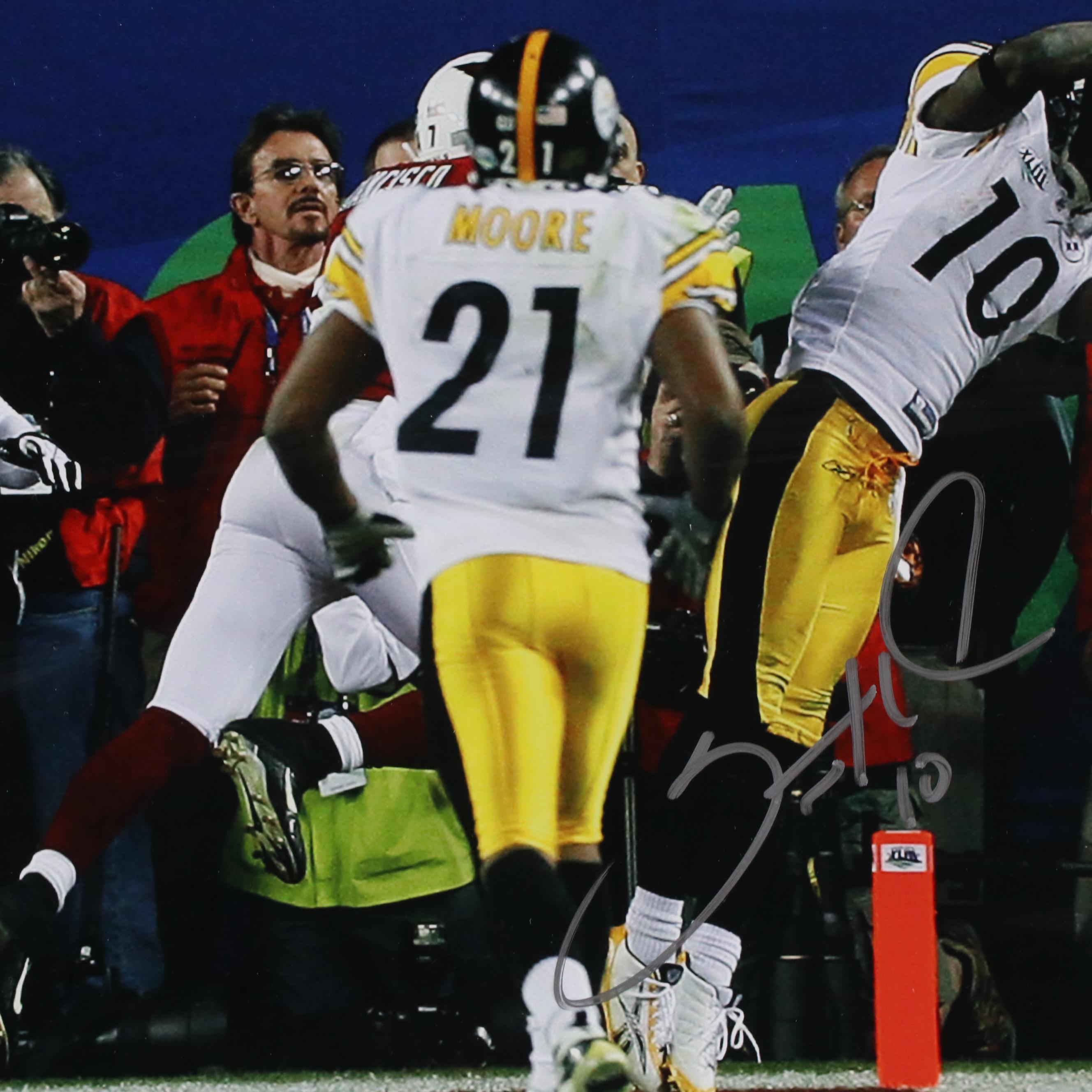 Santonio Holmes Signed Pittsburgh Steelers Super Bowl XLIII Matted Display