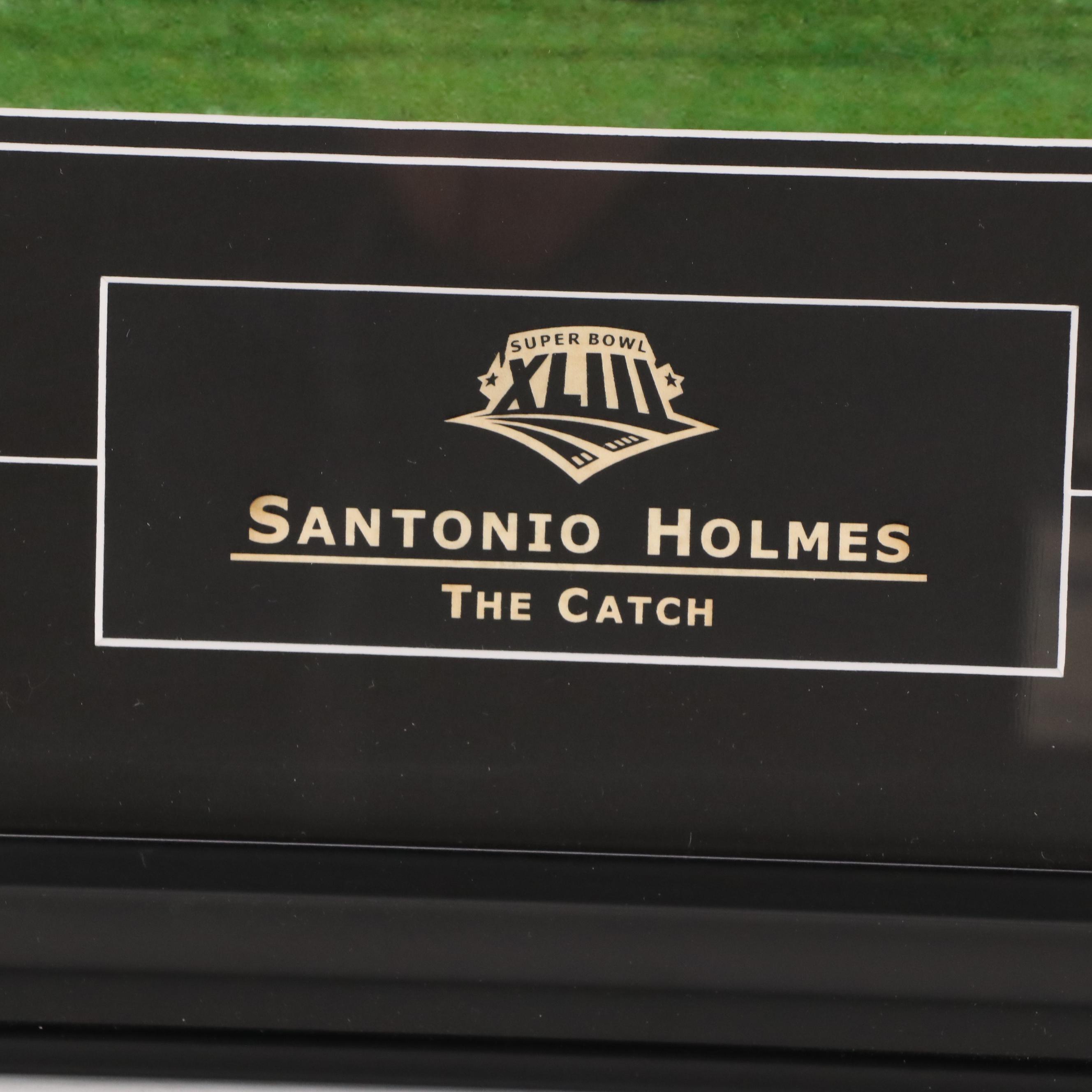 Santonio Holmes Signed Pittsburgh Steelers Super Bowl XLIII Matted Display