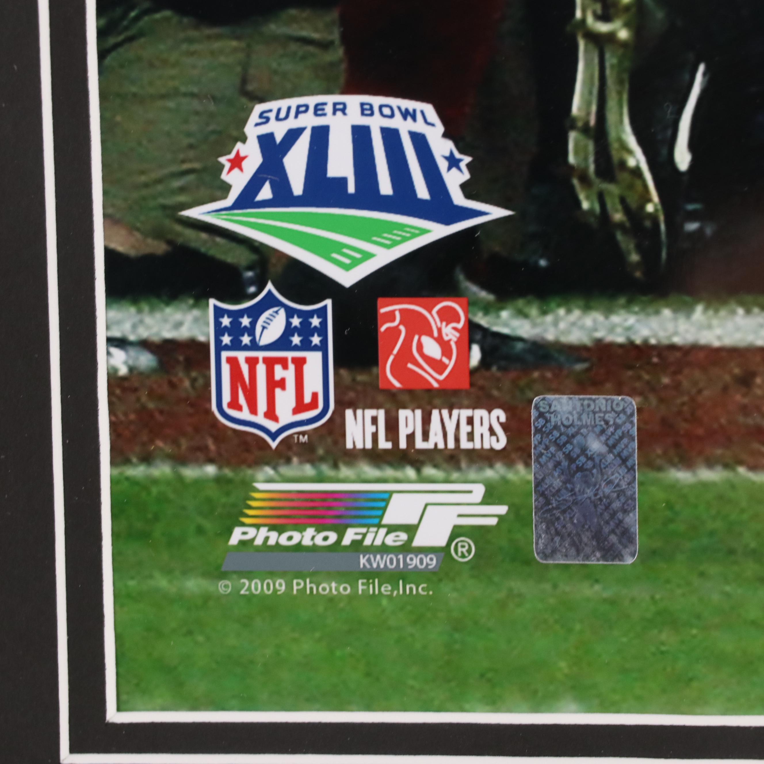 Santonio Holmes Signed Pittsburgh Steelers Super Bowl XLIII Matted Display