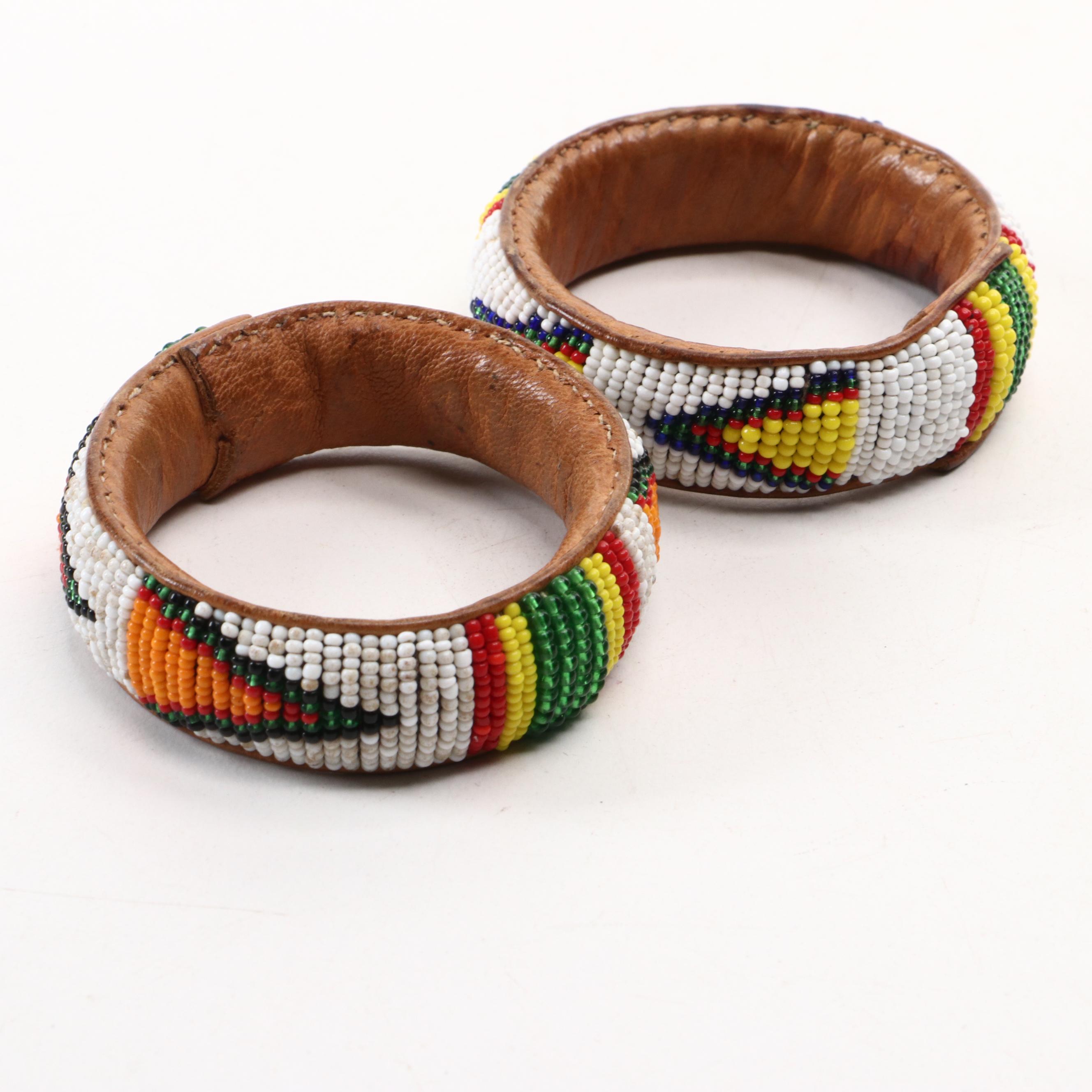 Ostrich Eggs With Fulani Beaded Bracelet Ring Stands