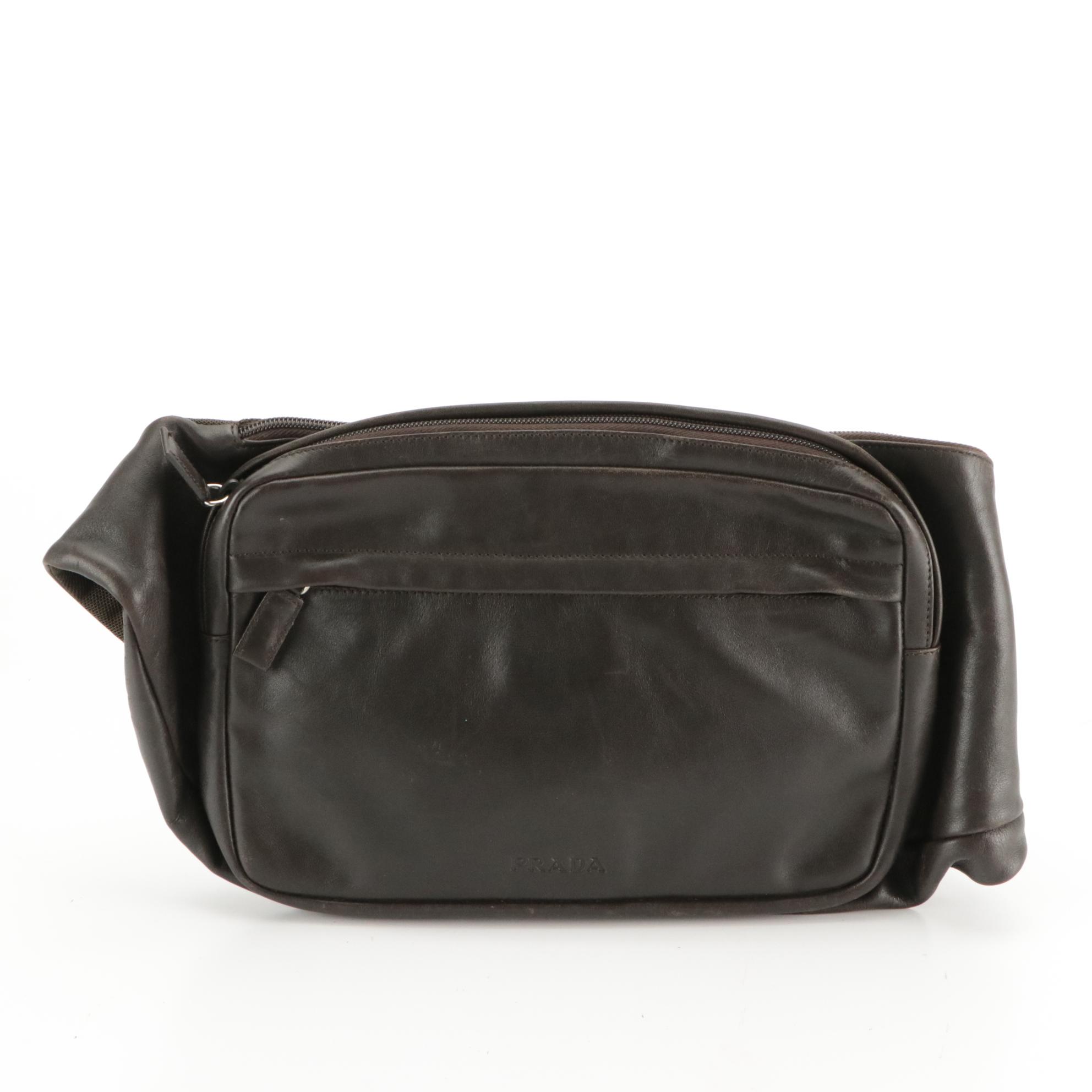 Prada Belt Bag in Brown Leather