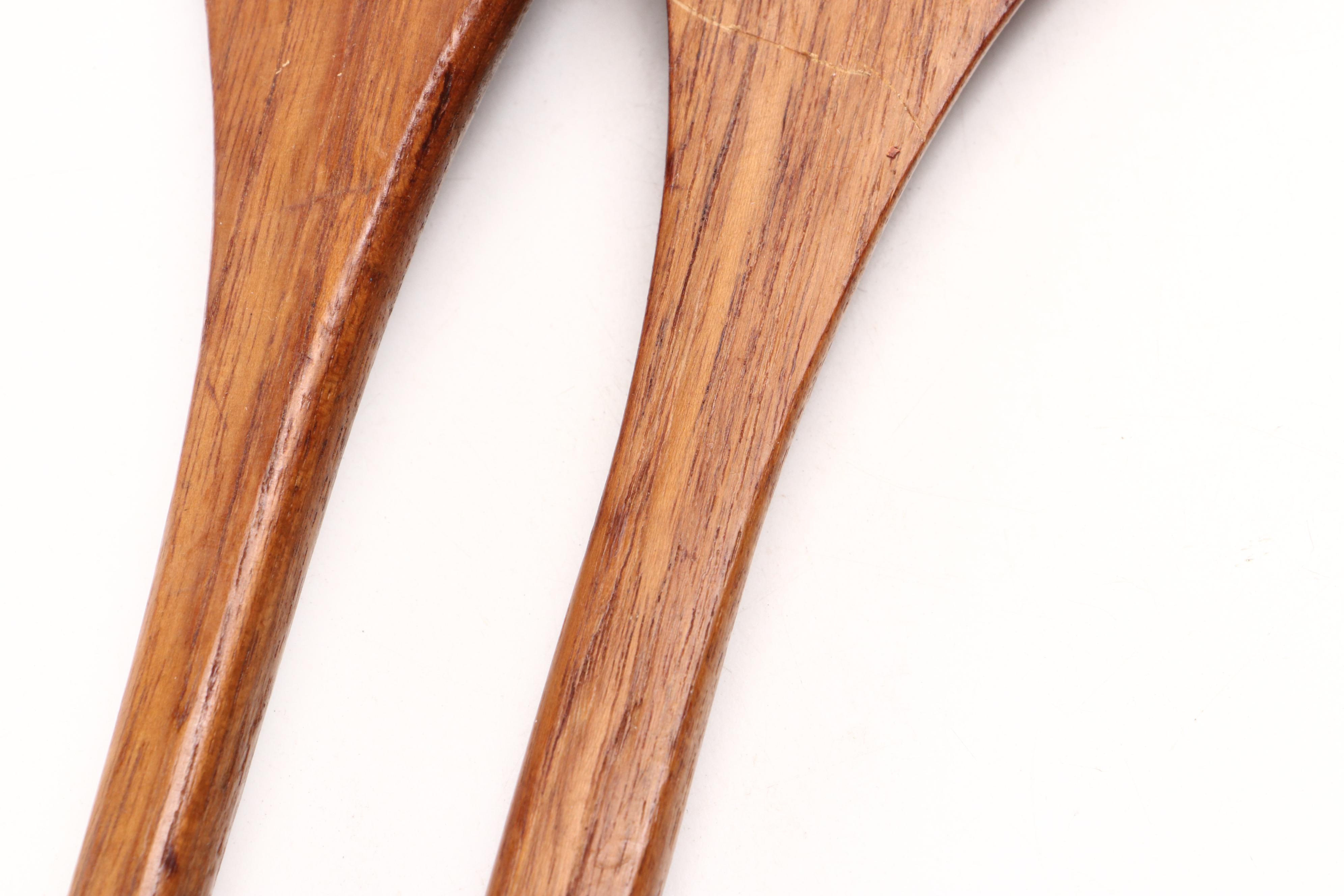 Turned Teak Wood Salad Set