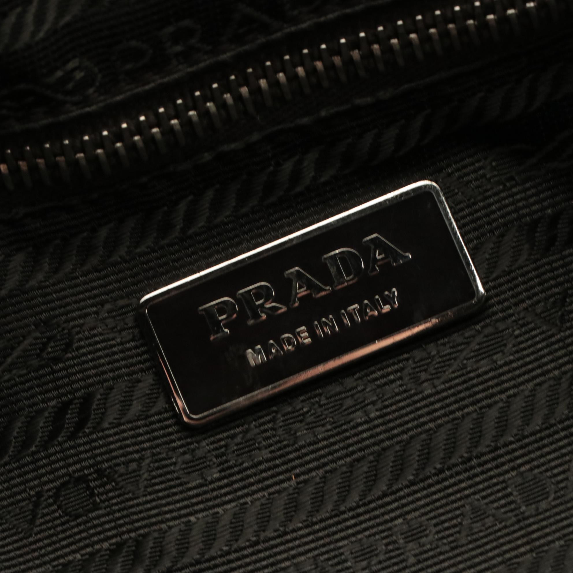 Prada Bauletto Cargo Pocket Shoulder Bag in Chestnut Brown Washed Leather