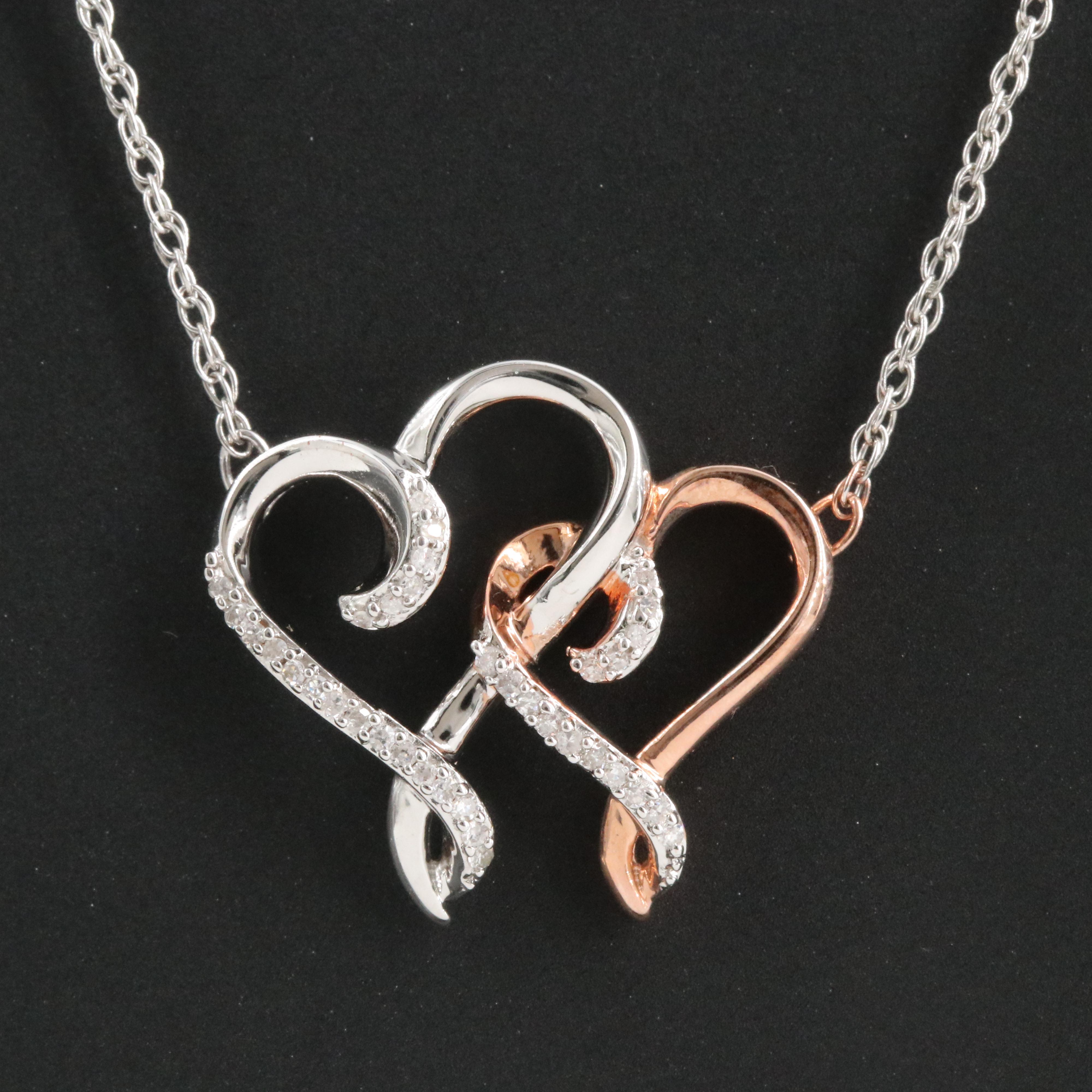 Hallmark Sterling Diamond Double Heart Necklace