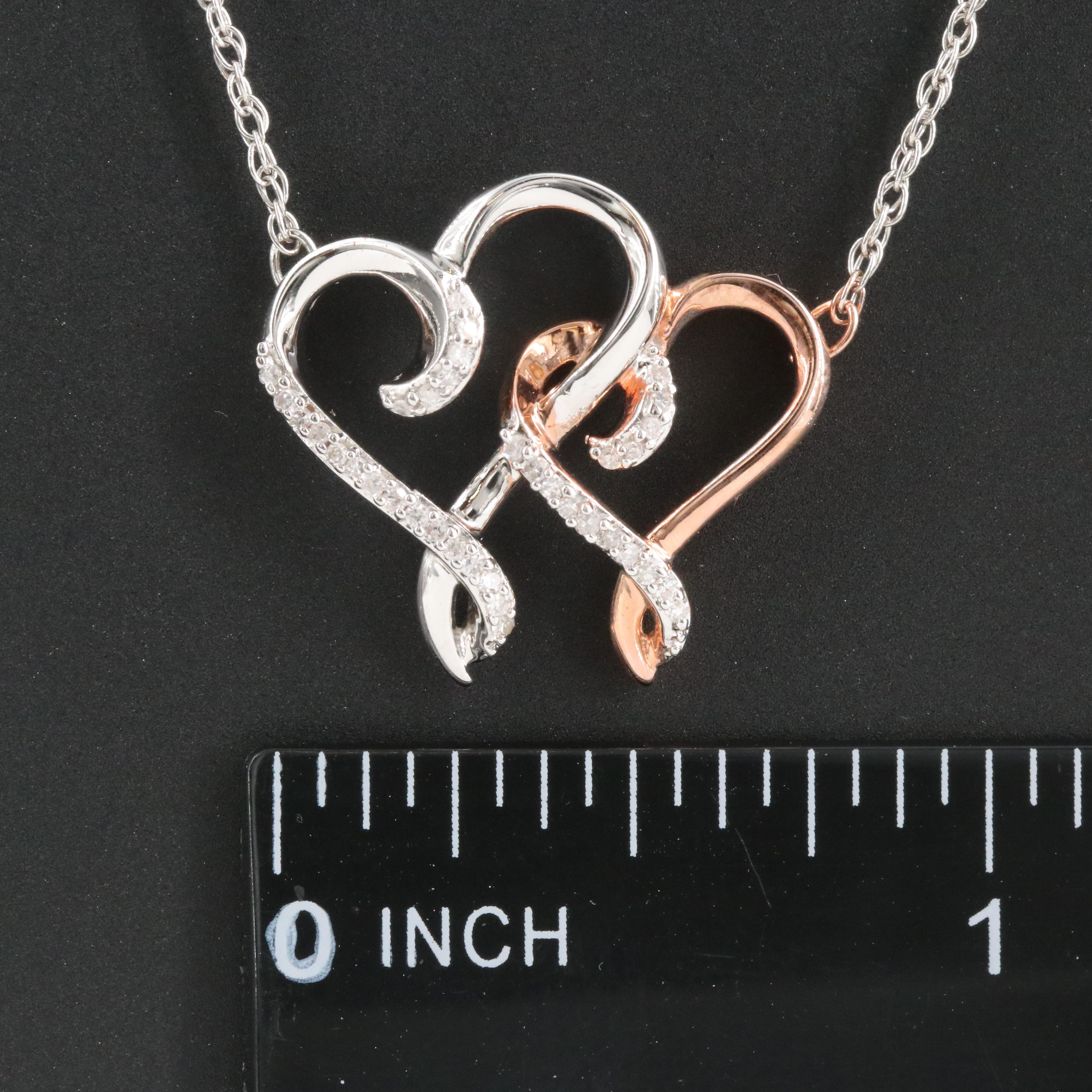 Hallmark Sterling Diamond Double Heart Necklace