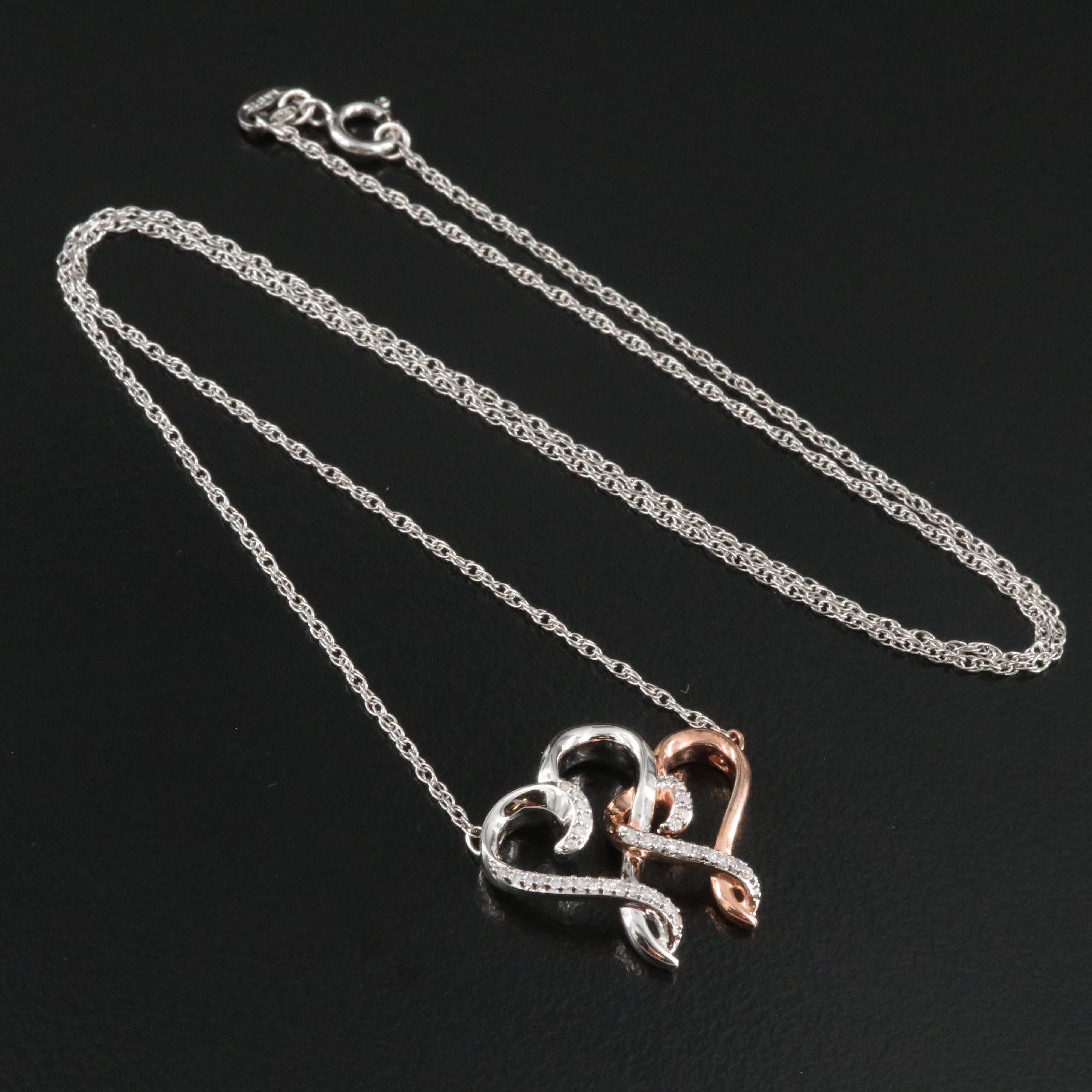 Hallmark Sterling Diamond Double Heart Necklace