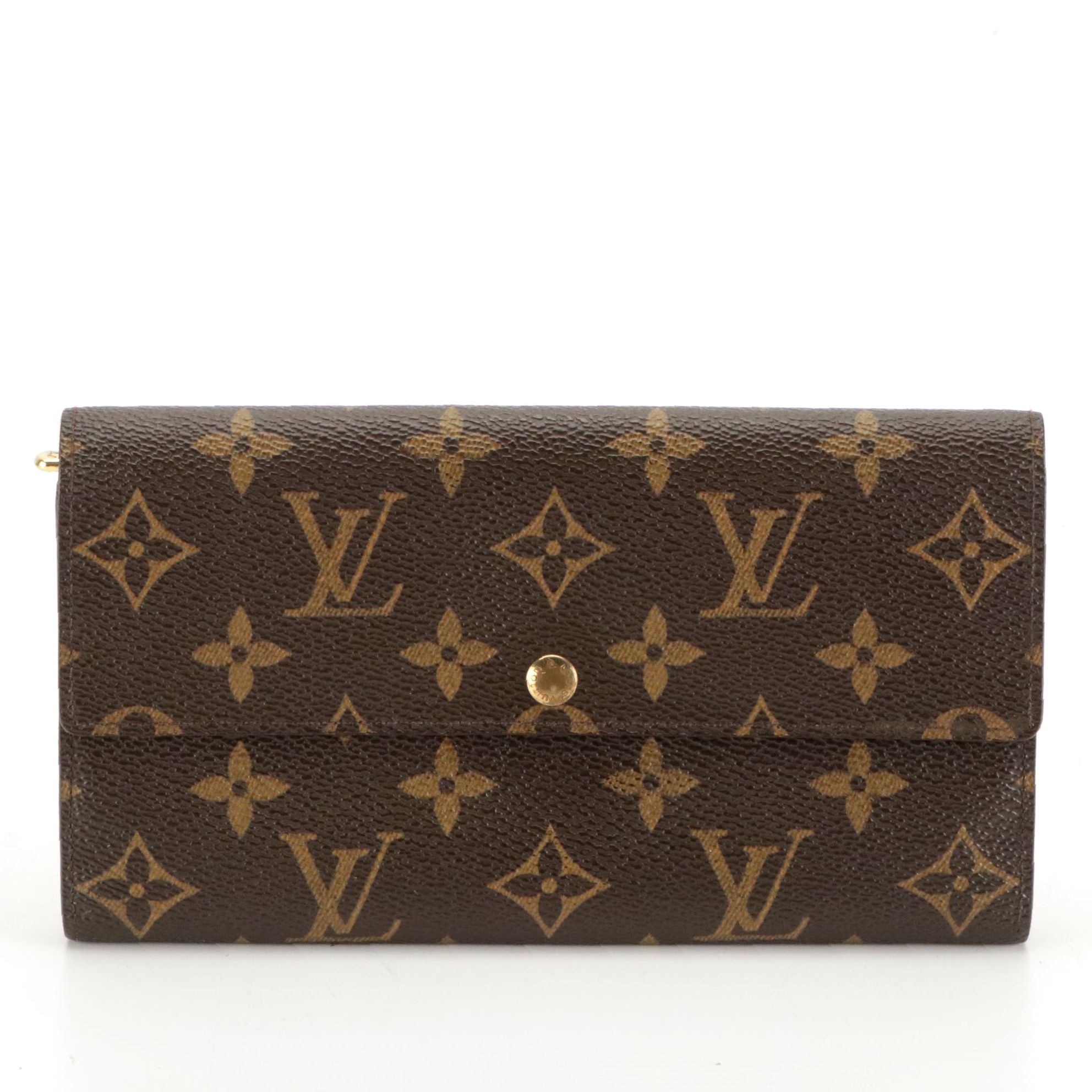 Louis Vuitton Porte-Monnaie Wallet in Monogram Canvas With Box