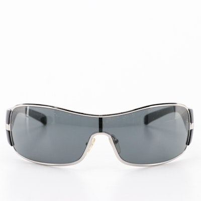Prada Sport SPR 61I 1BC-1A1 Black/Grey Rimless Shield Sunglasses With Case