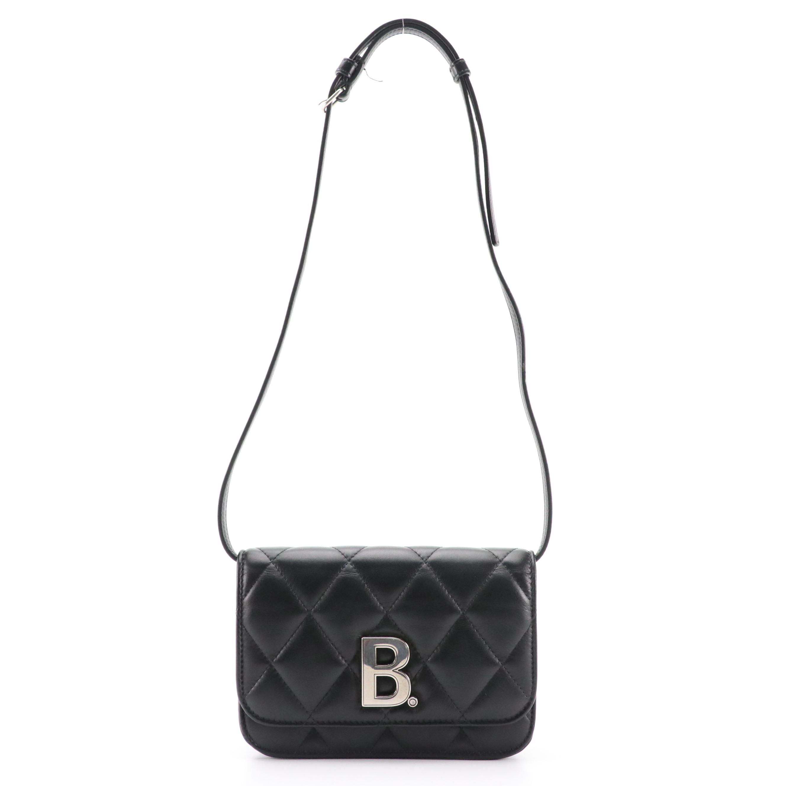 Balenciaga B. Logo Black Quilted Leather Belt Bag