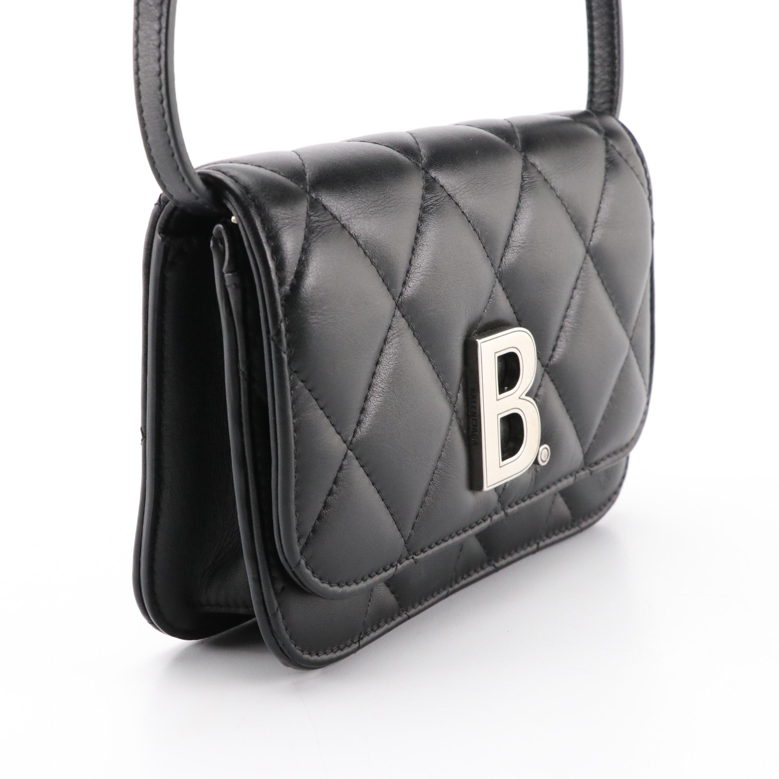 Balenciaga B. Logo Black Quilted Leather Belt Bag