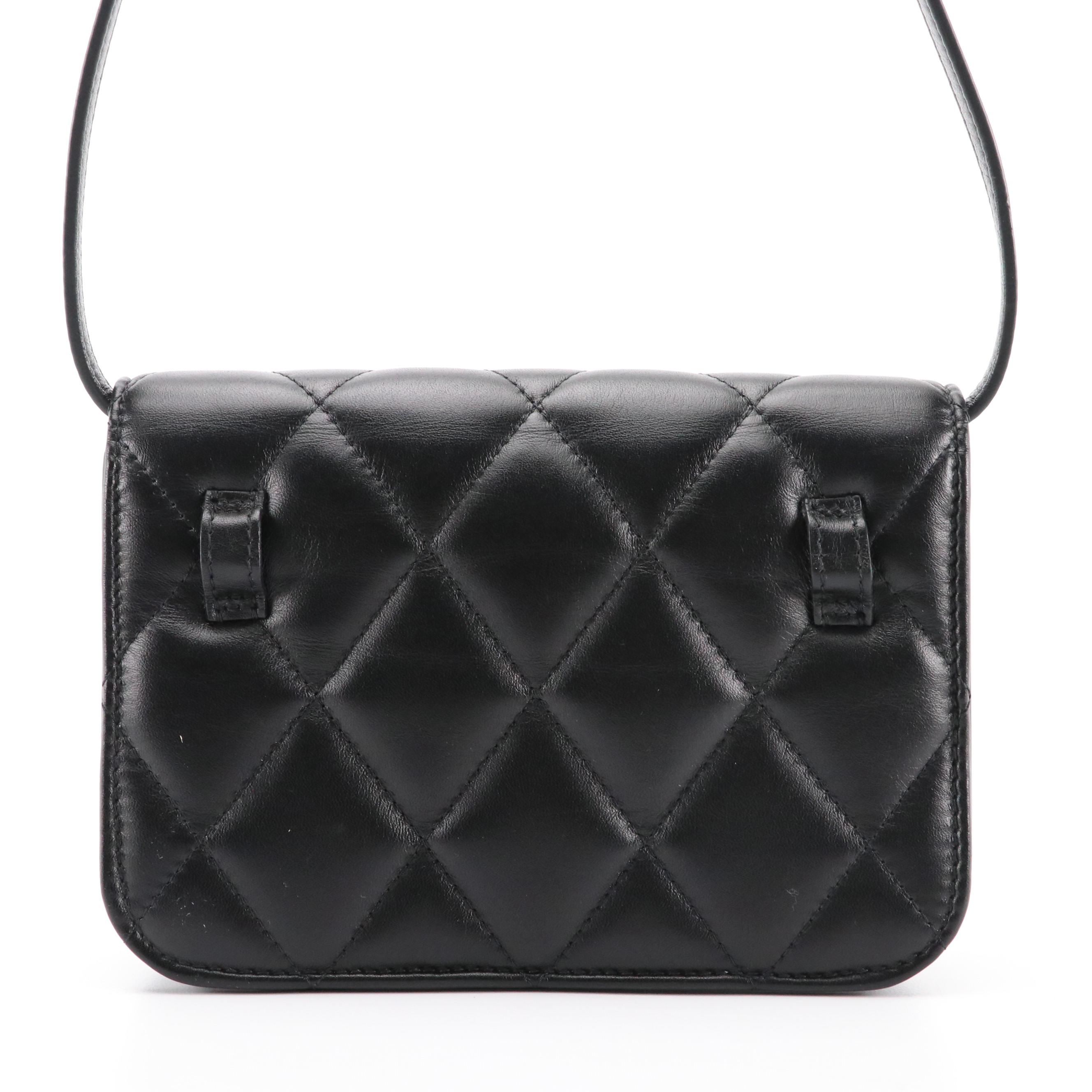 Balenciaga B. Logo Black Quilted Leather Belt Bag